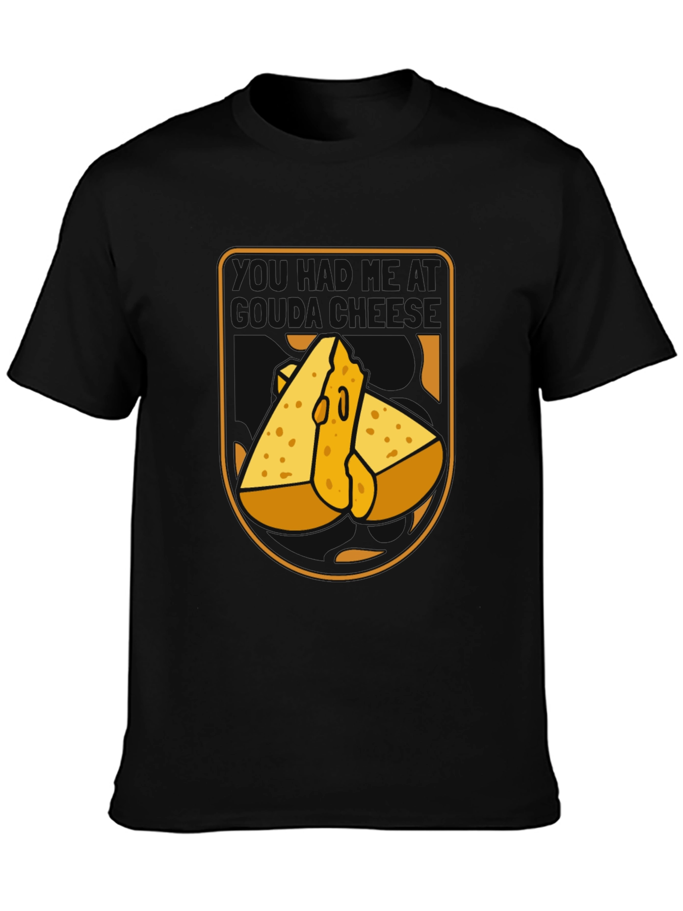 Funny Cheese Graphic Black T-Shirt
