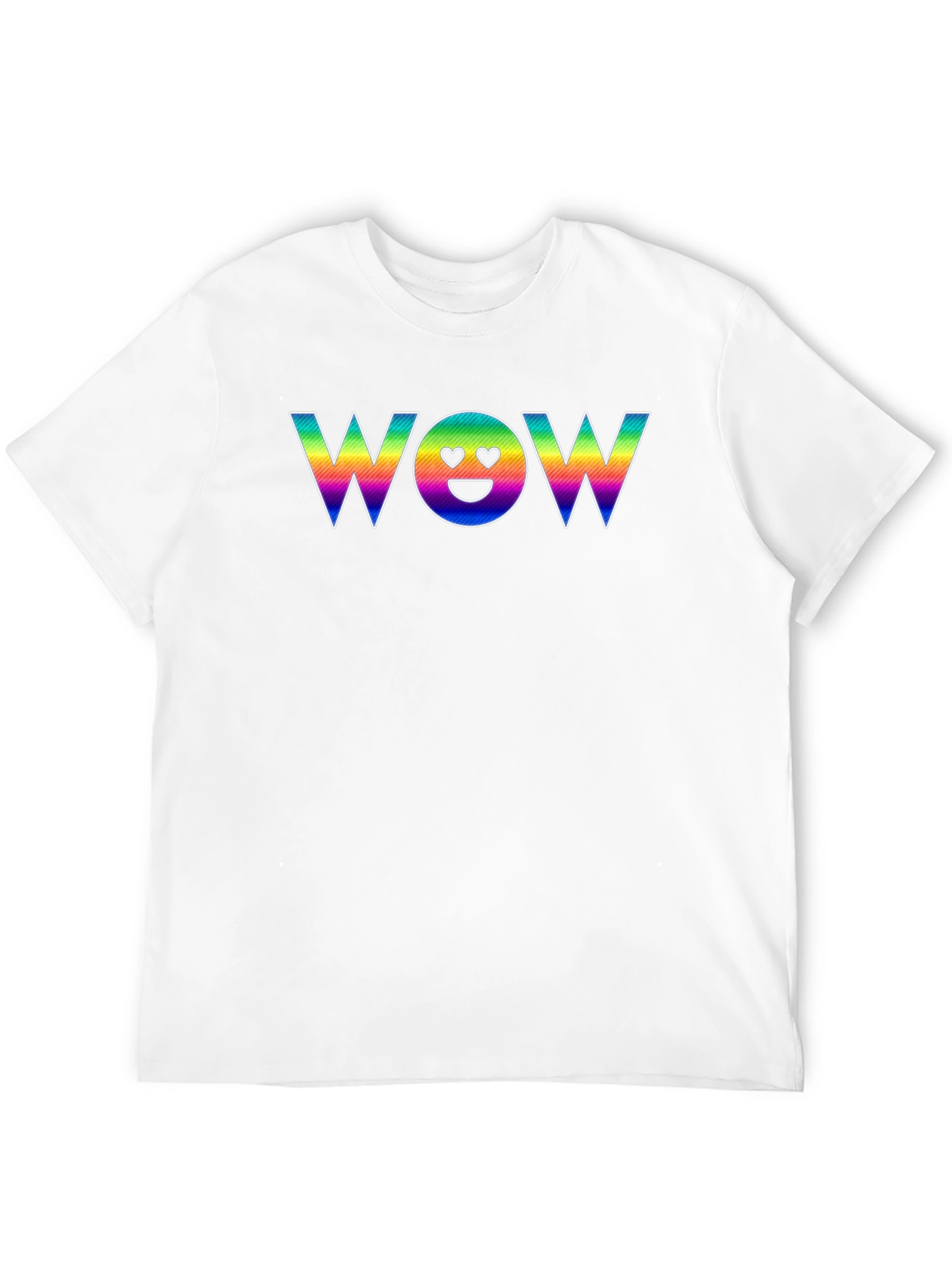 Rainbow WOW Emoji Graphic Black T-Shirt