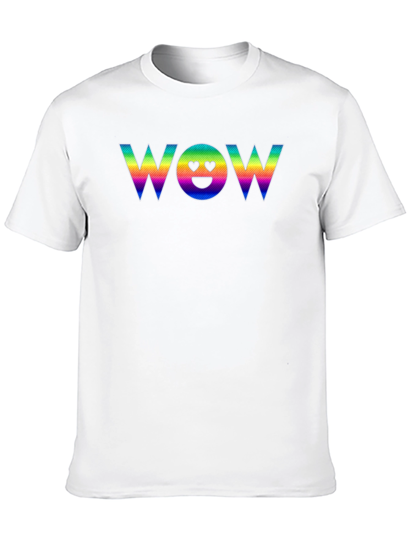 Rainbow WOW Emoji Graphic Black T-Shirt