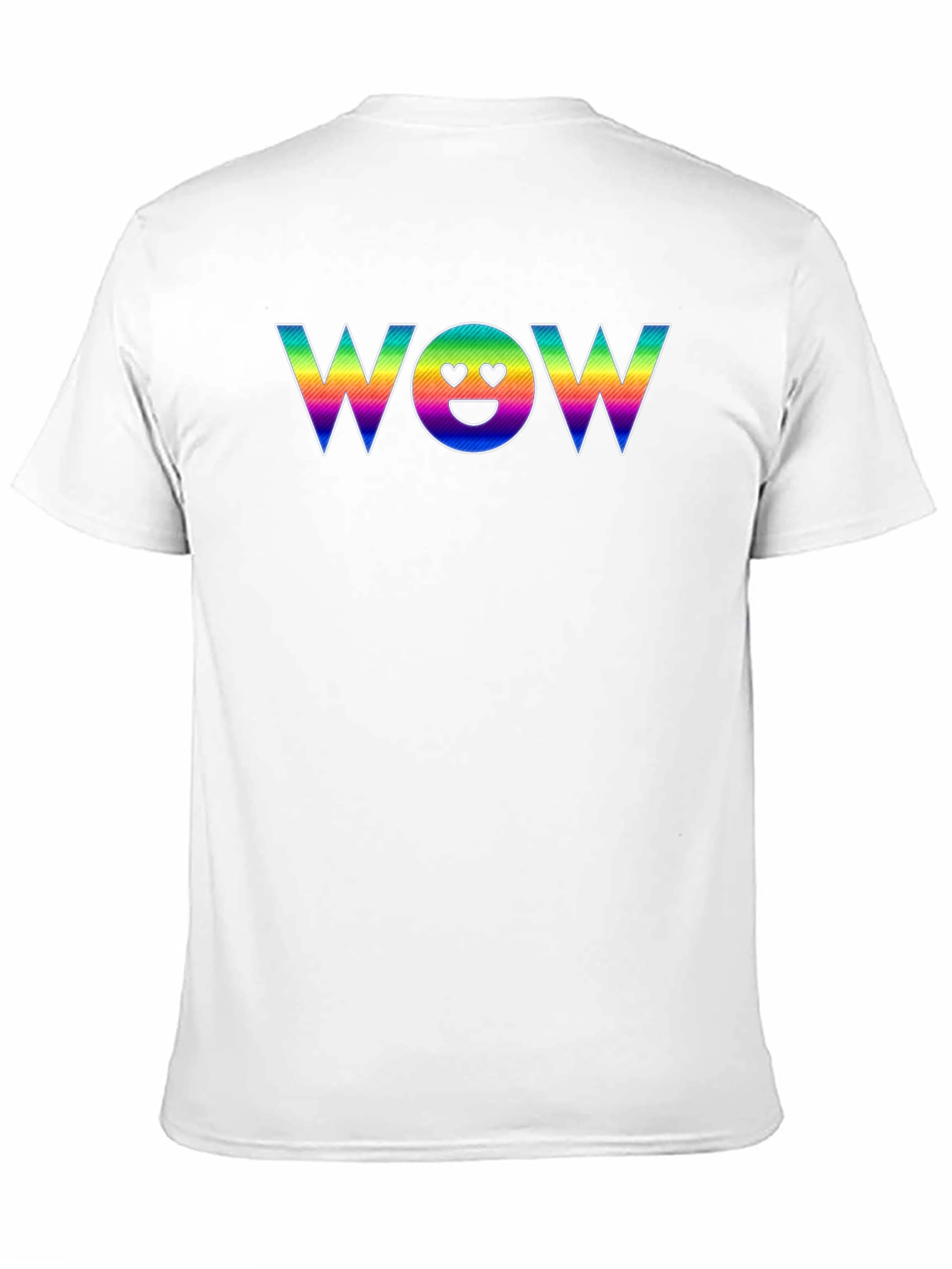 Rainbow WOW Emoji Graphic Black T-Shirt