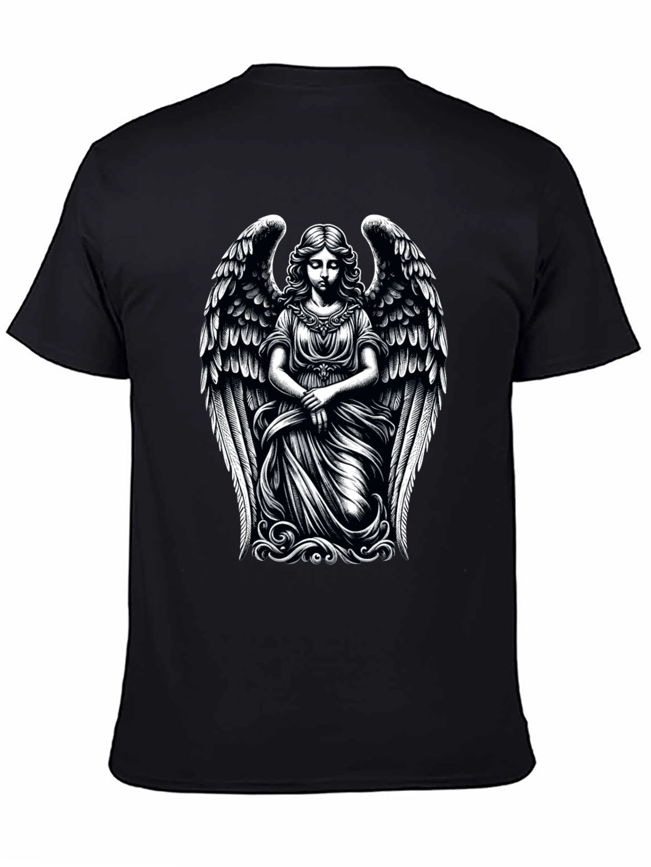 Angel Wings Graphic Print Black T-Shirt