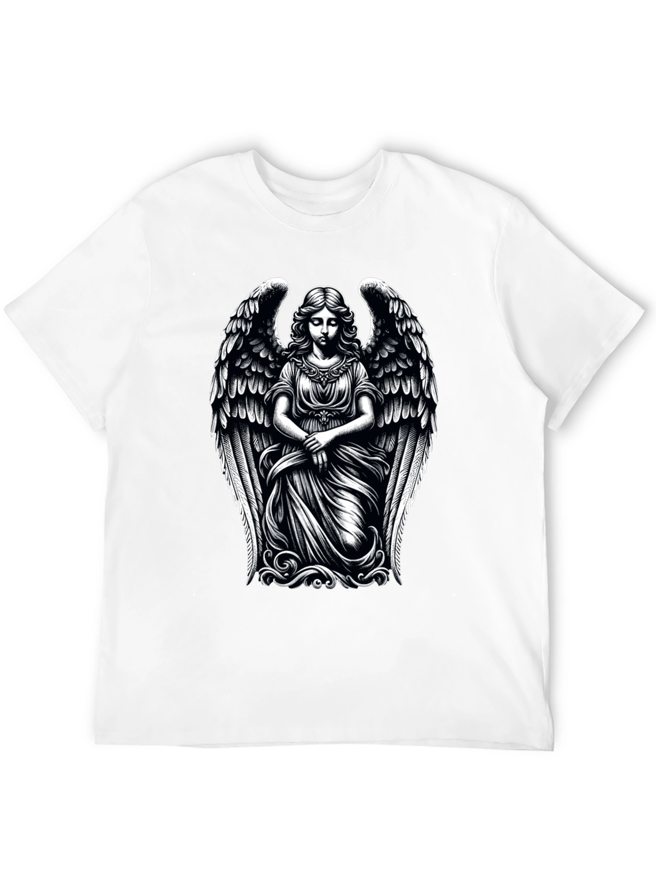 Angel Wings Graphic Print Black T-Shirt