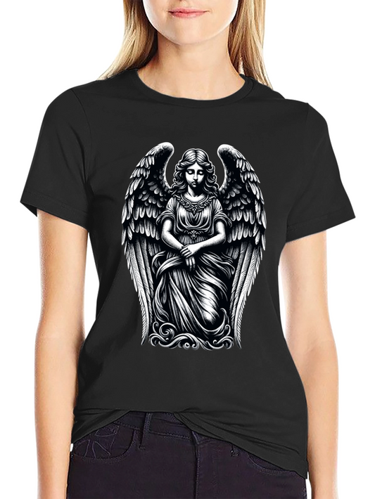Angel Wings Graphic Print Black T-Shirt