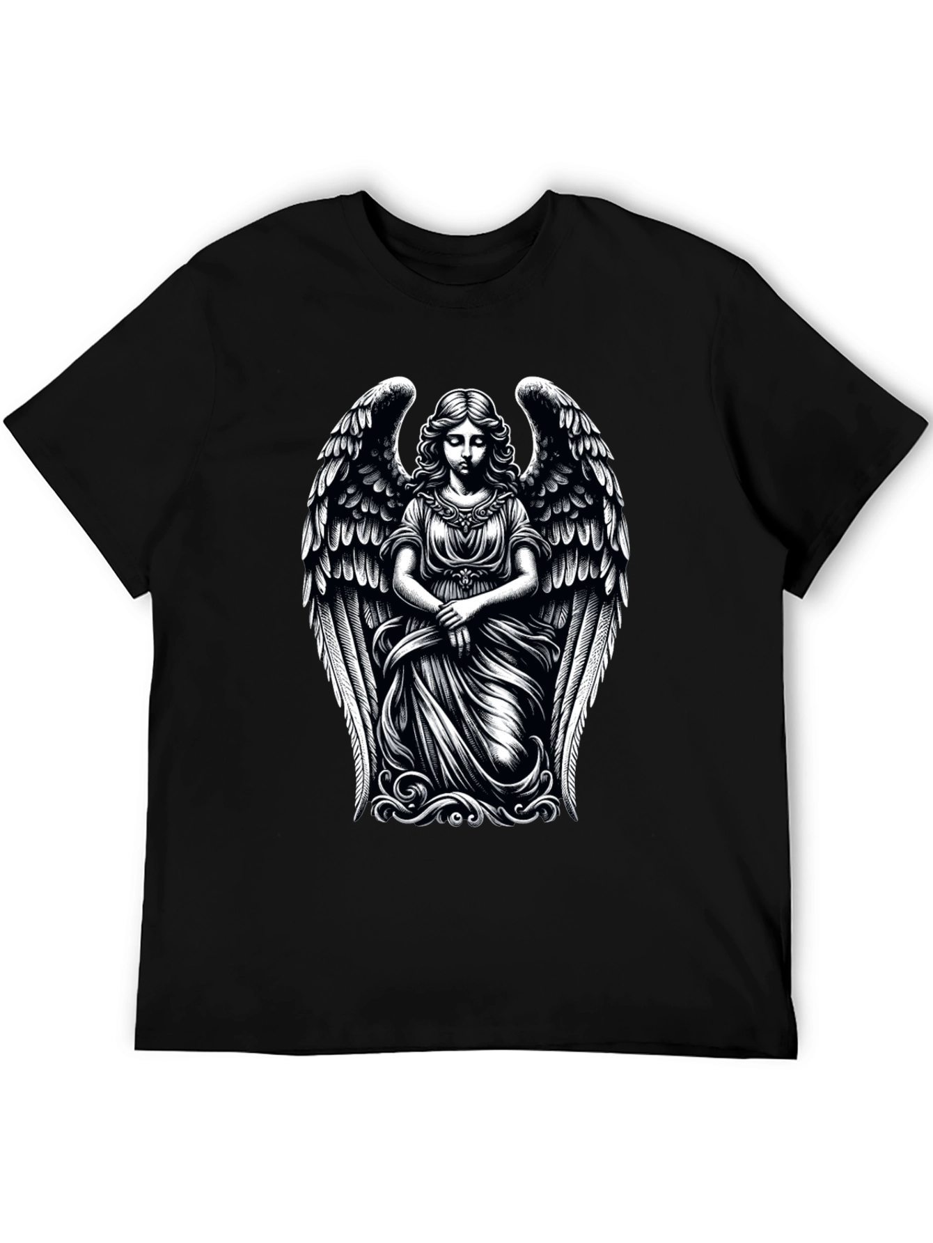 Angel Wings Graphic Print Black T-Shirt