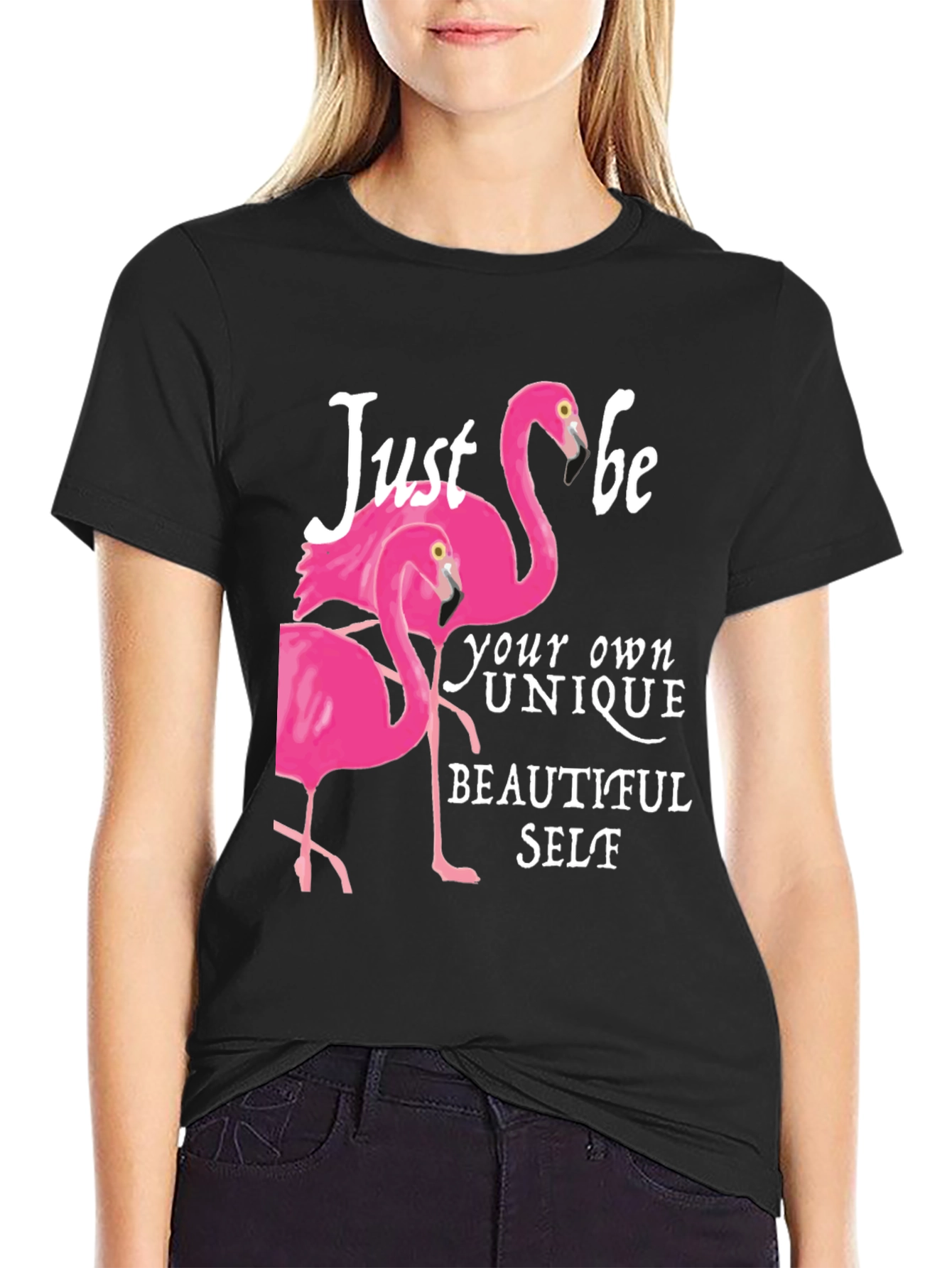 Flamingo Be Yourself Graphic Tee - Black