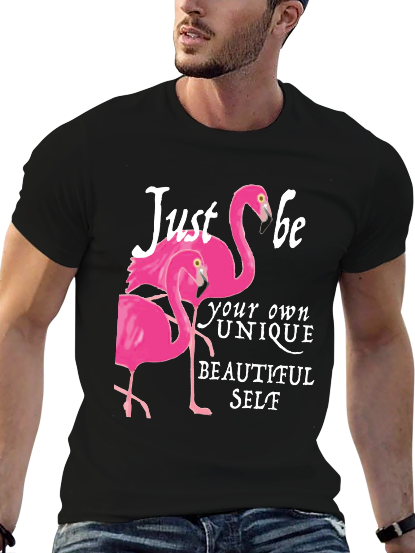 Flamingo Be Yourself Graphic Tee - Black
