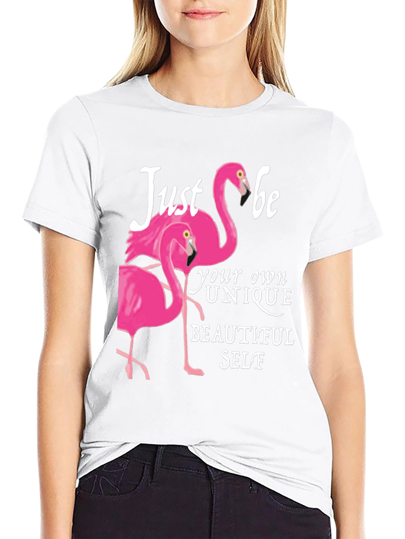 Flamingo Be Yourself Graphic Tee - Black
