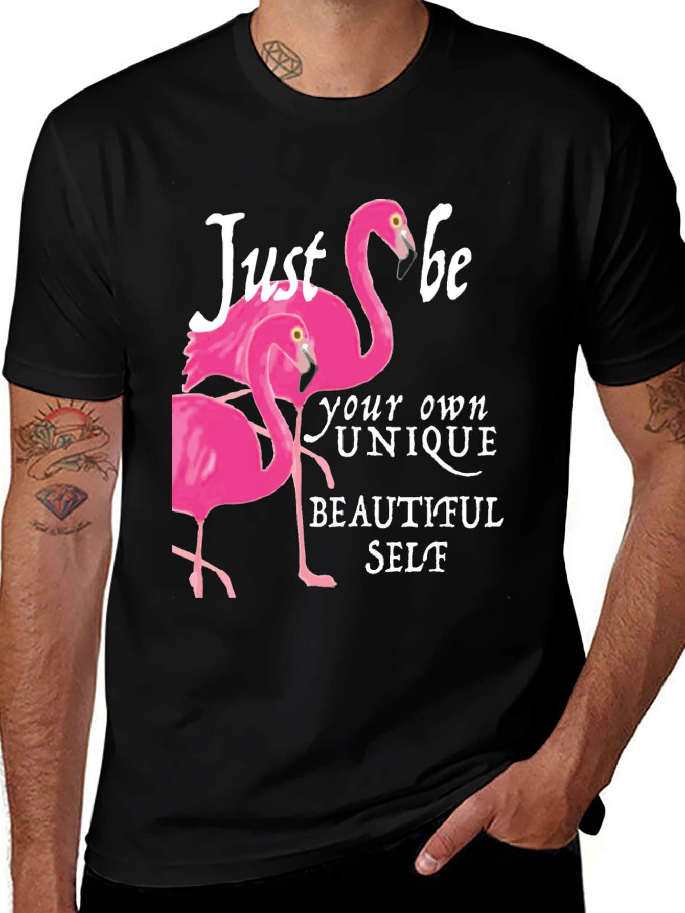 Flamingo Be Yourself Graphic Tee - Black