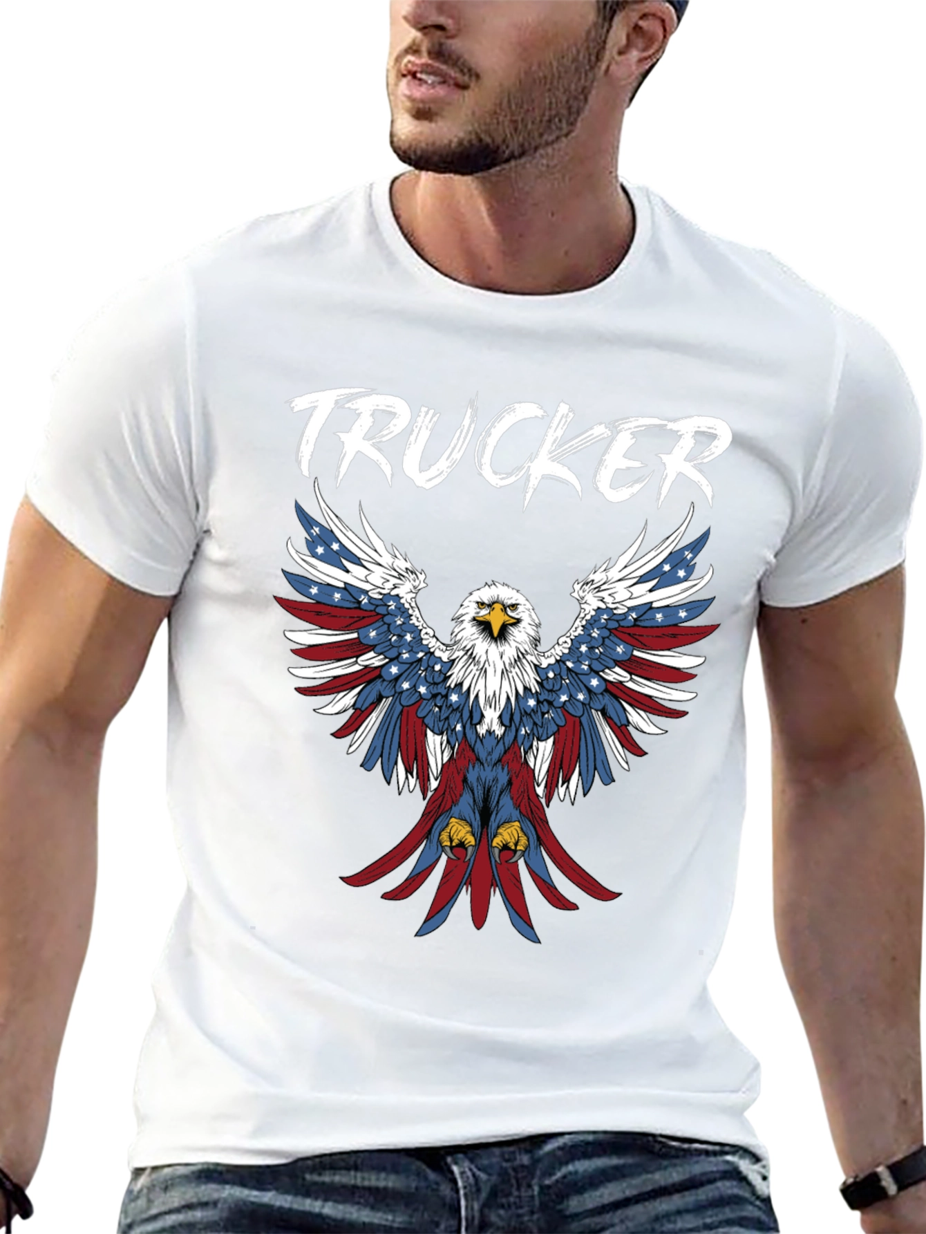 Trucker Patriotic Eagle Graphic Tee