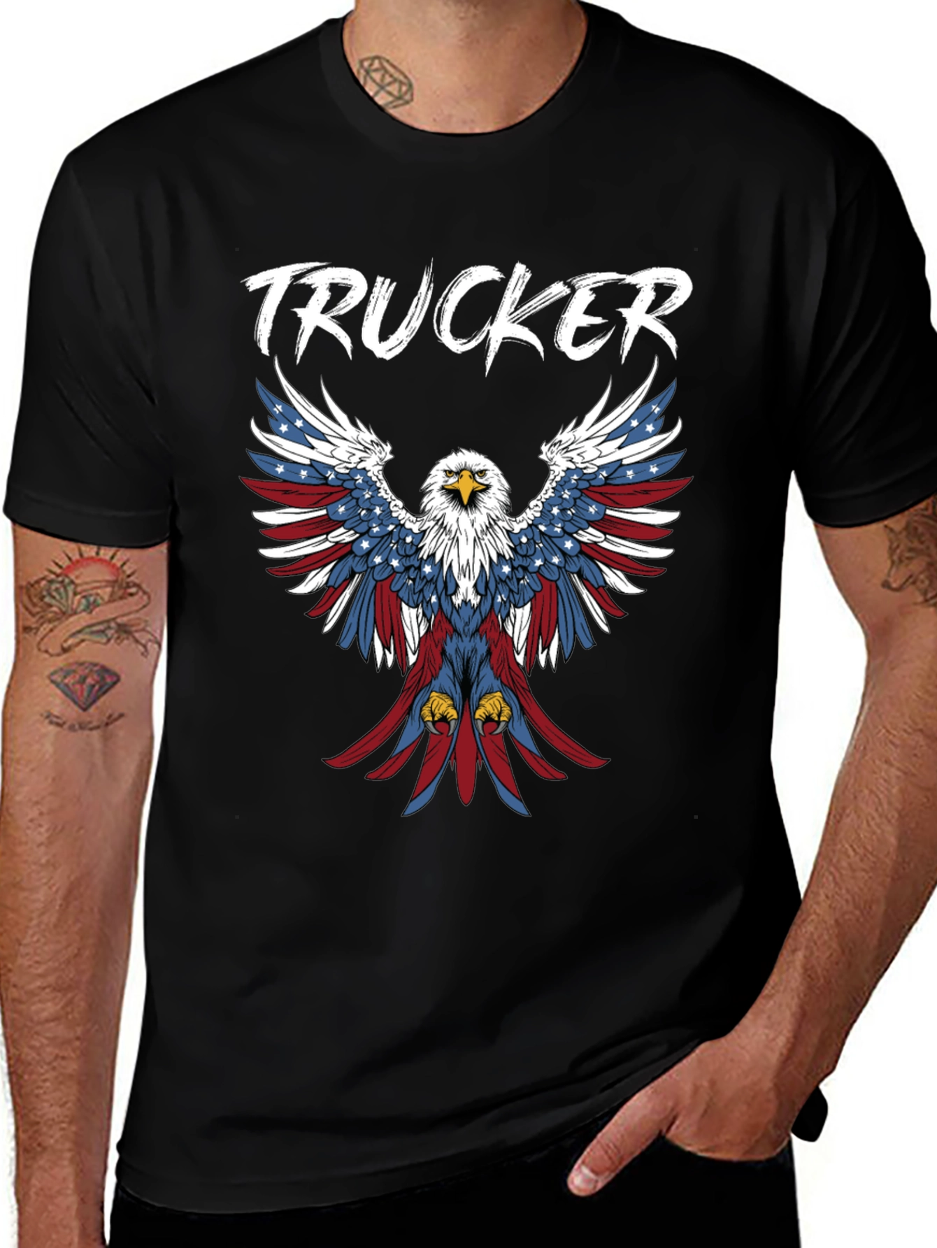 Trucker Patriotic Eagle Graphic Tee