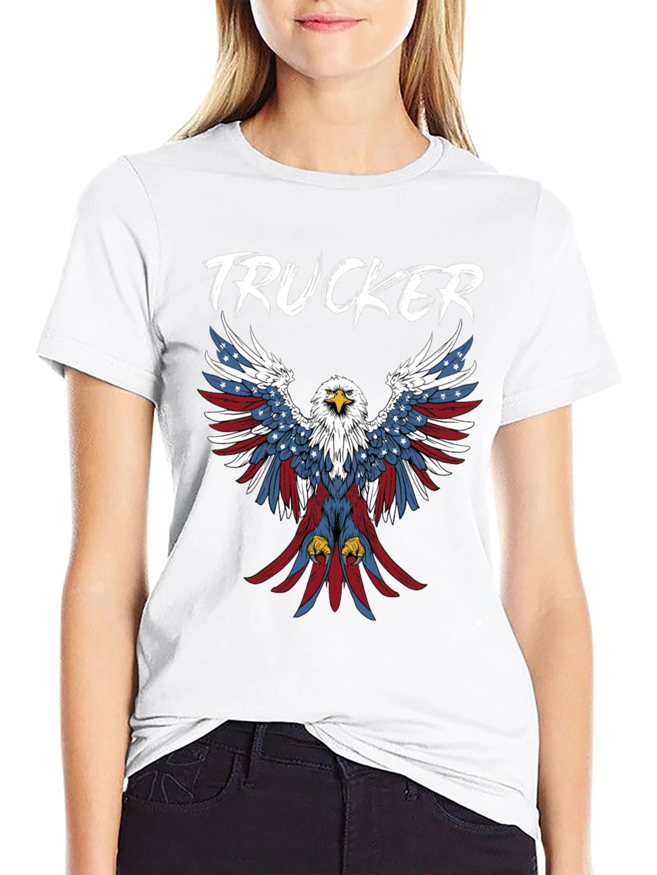Trucker Patriotic Eagle Graphic Tee
