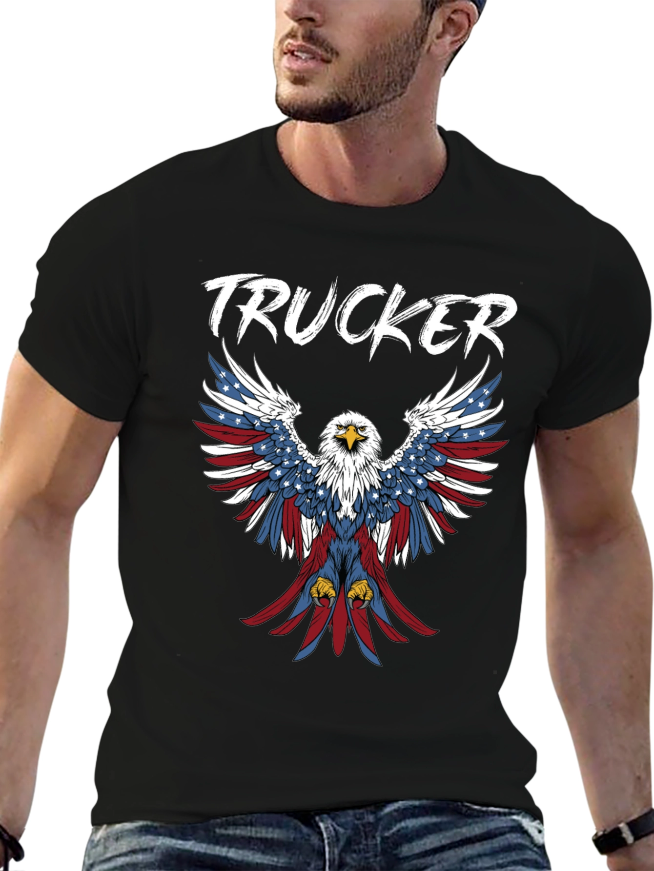 Trucker Patriotic Eagle Graphic Tee