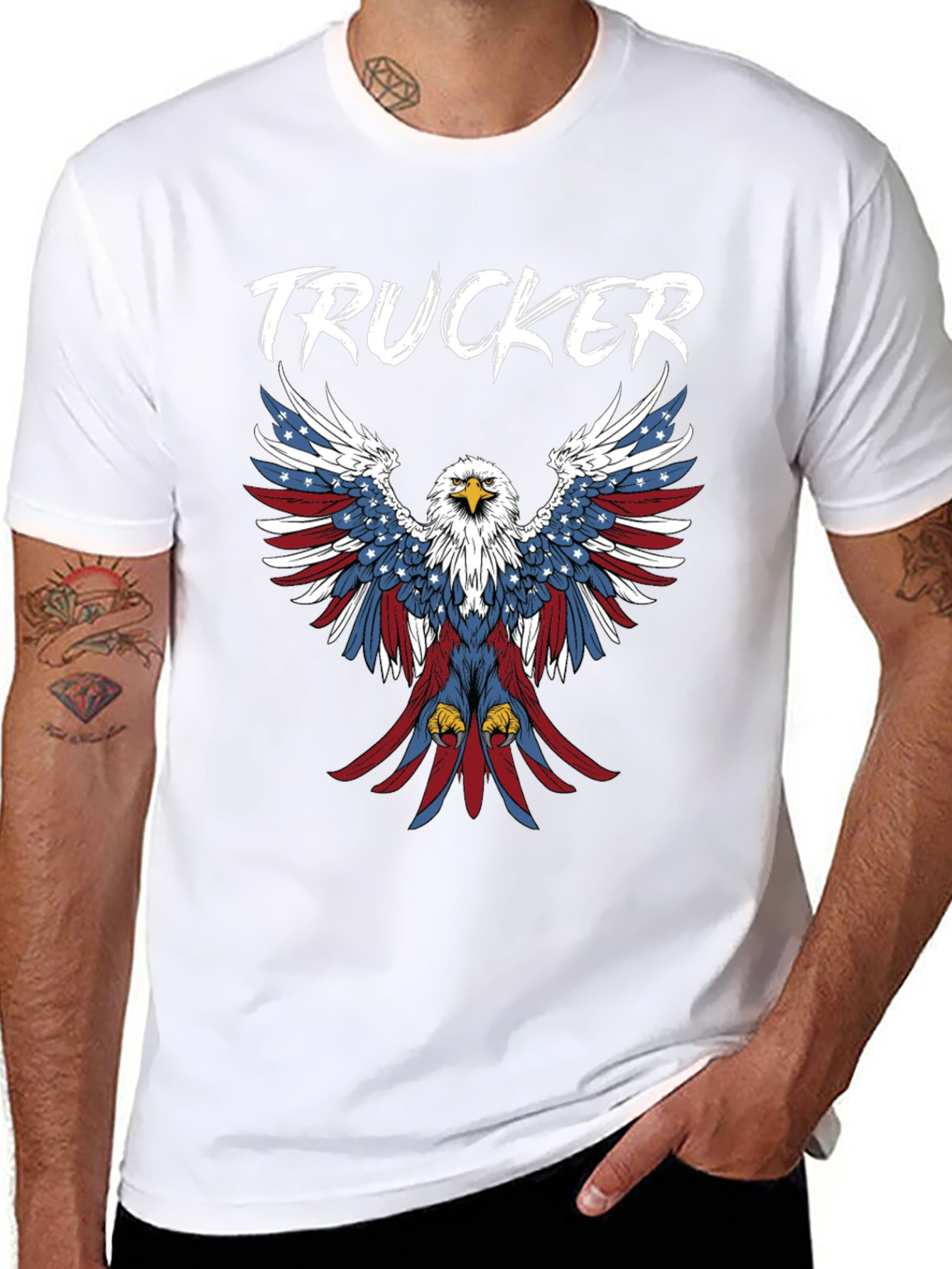 Trucker Patriotic Eagle Graphic Tee