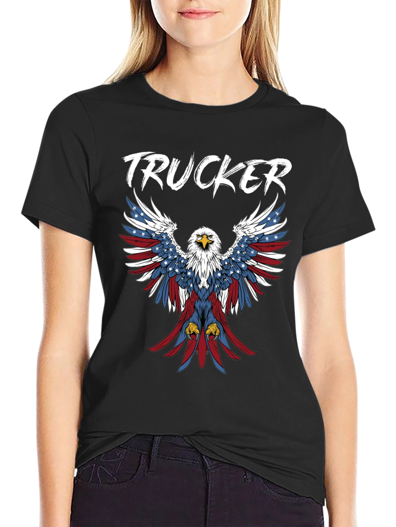 Trucker Patriotic Eagle Graphic Tee