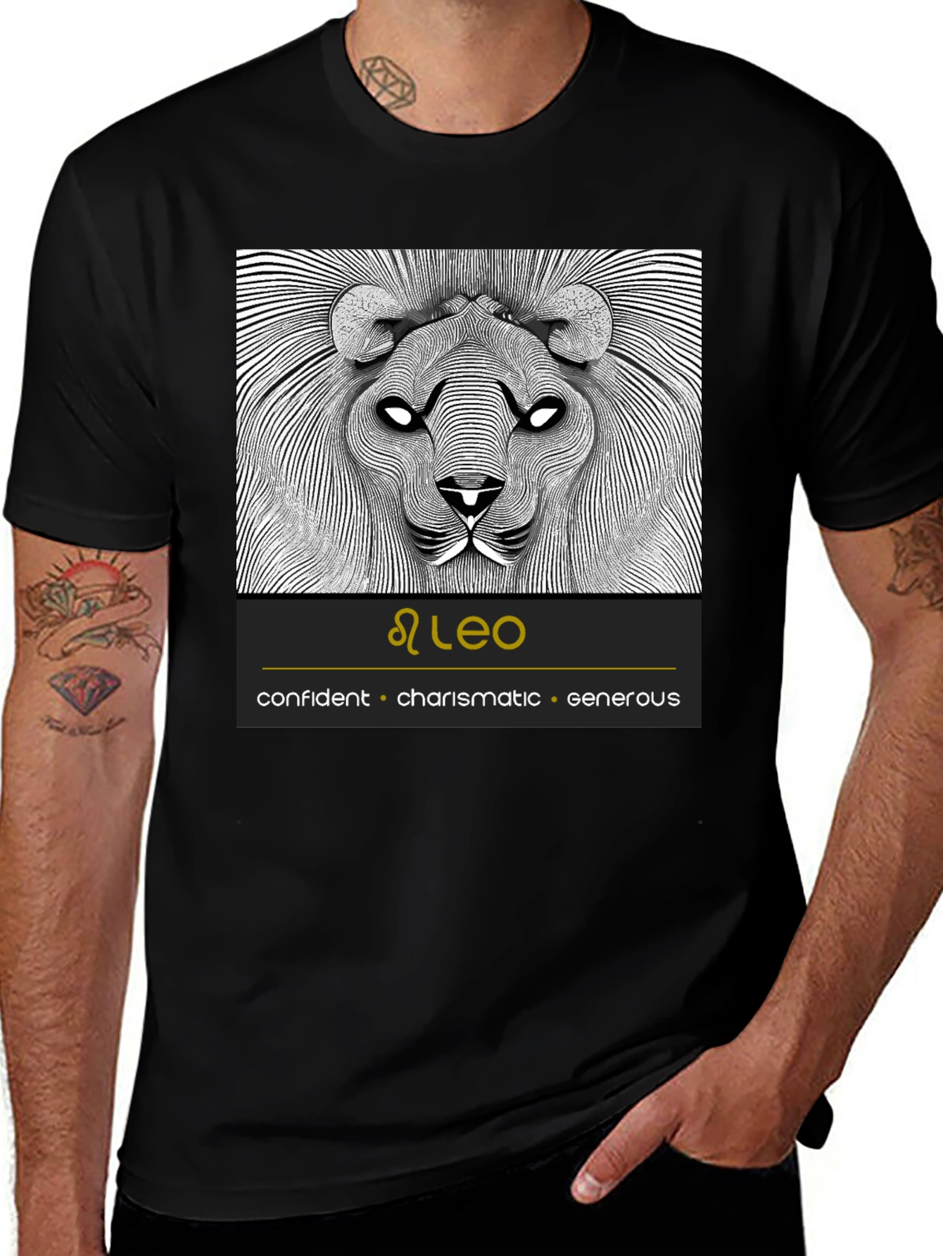 Leo Zodiac Sign Black T-Shirt
