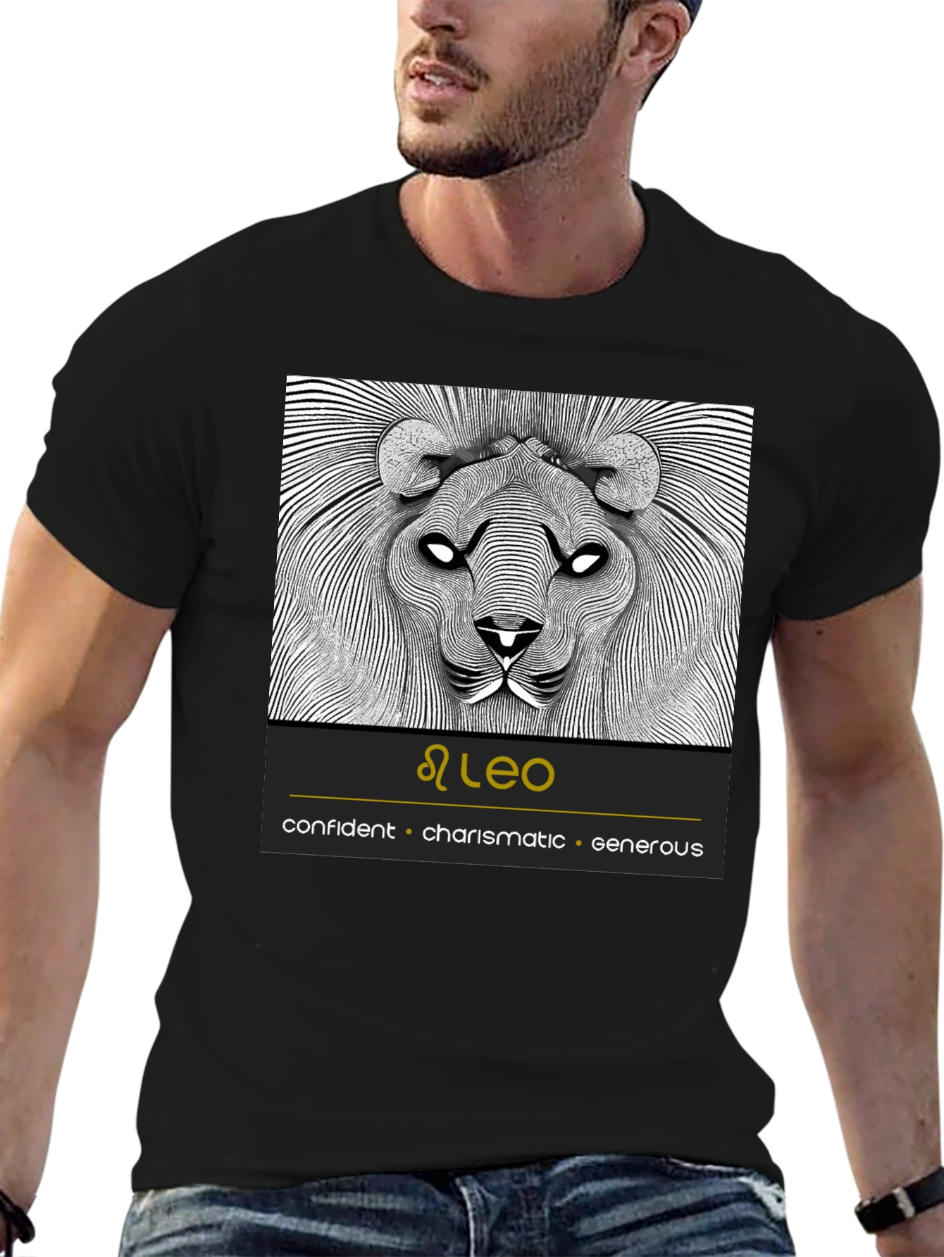 Leo Zodiac Sign Black T-Shirt
