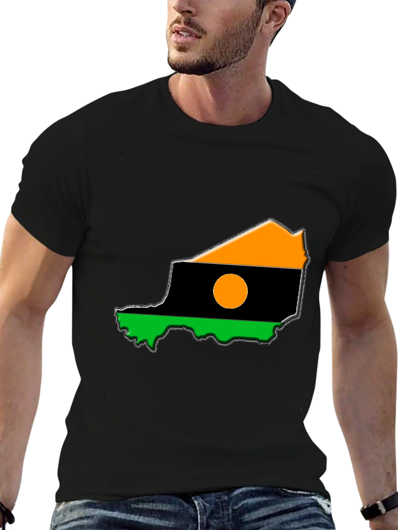 Niger Flag T-Shirt - Mens Black Tee
