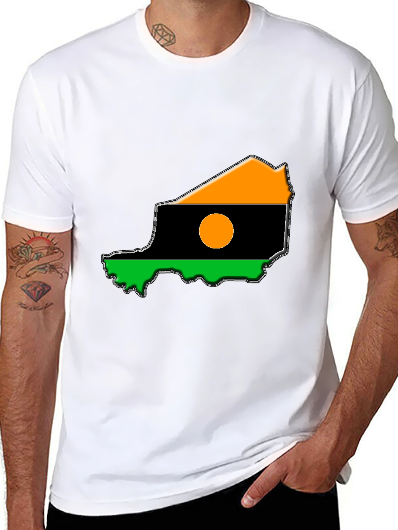 Niger Flag T-Shirt - Mens Black Tee