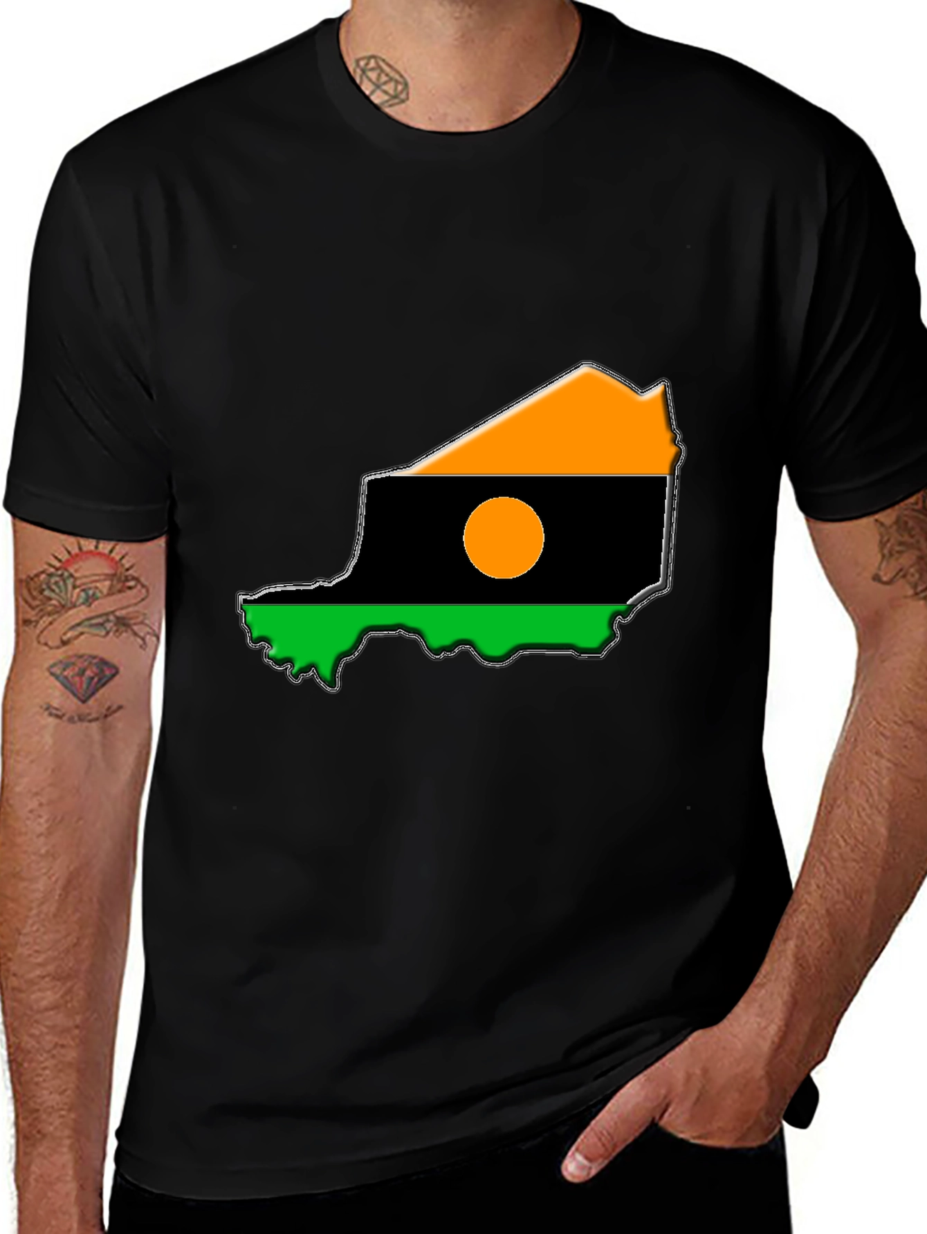 Niger Flag T-Shirt - Mens Black Tee