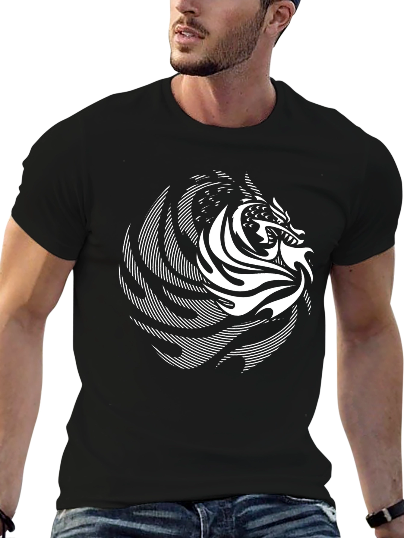 Dragon Graphic Black T-Shirt - Stylish Casual Wear