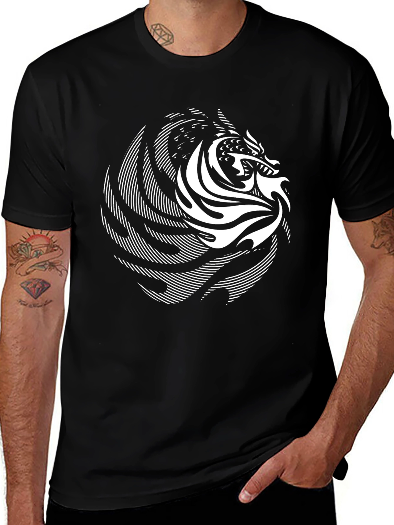 Dragon Graphic Black T-Shirt - Stylish Casual Wear