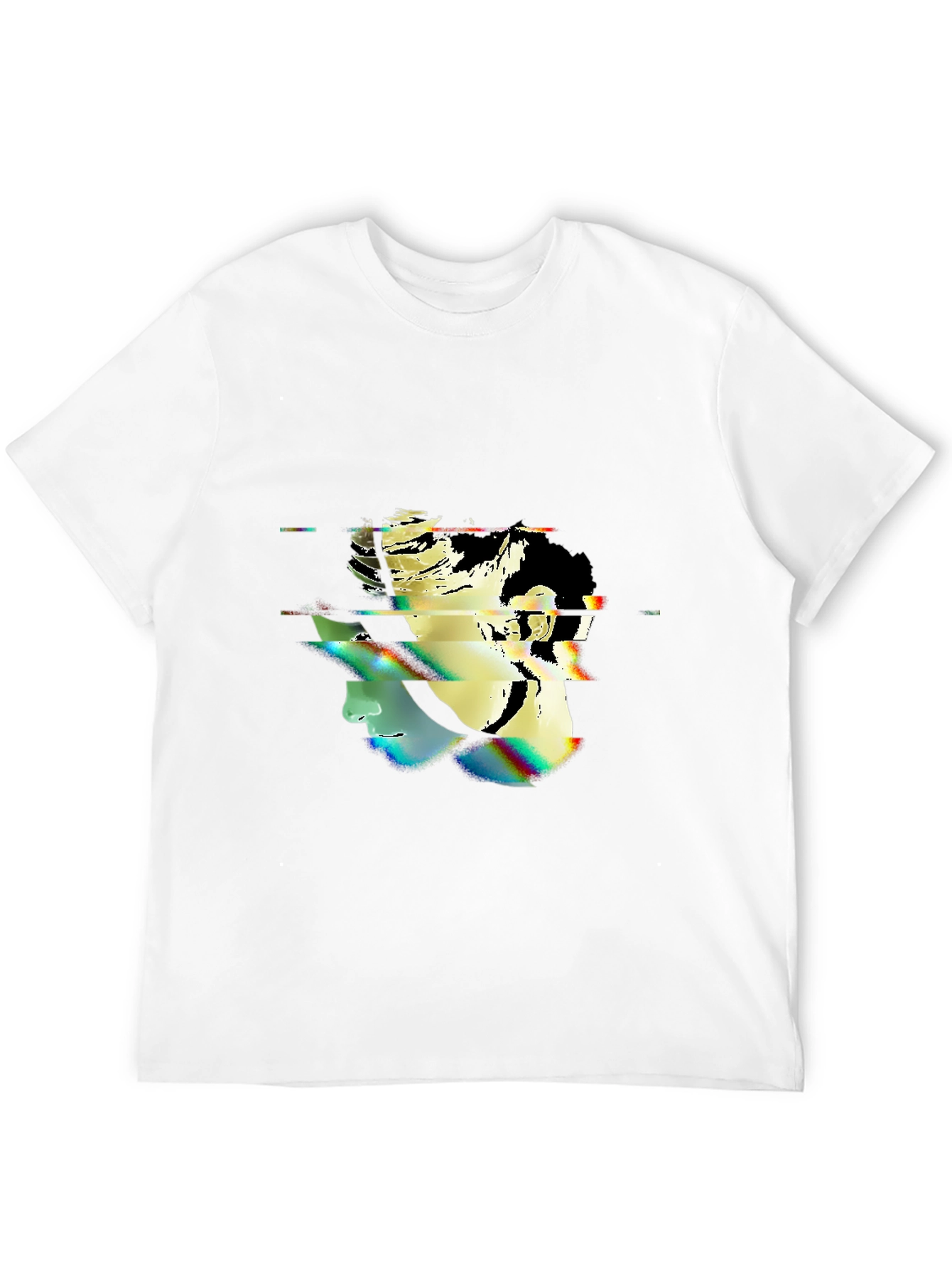 Glitch Portrait Black T-Shirt - Modern Graphic Tee