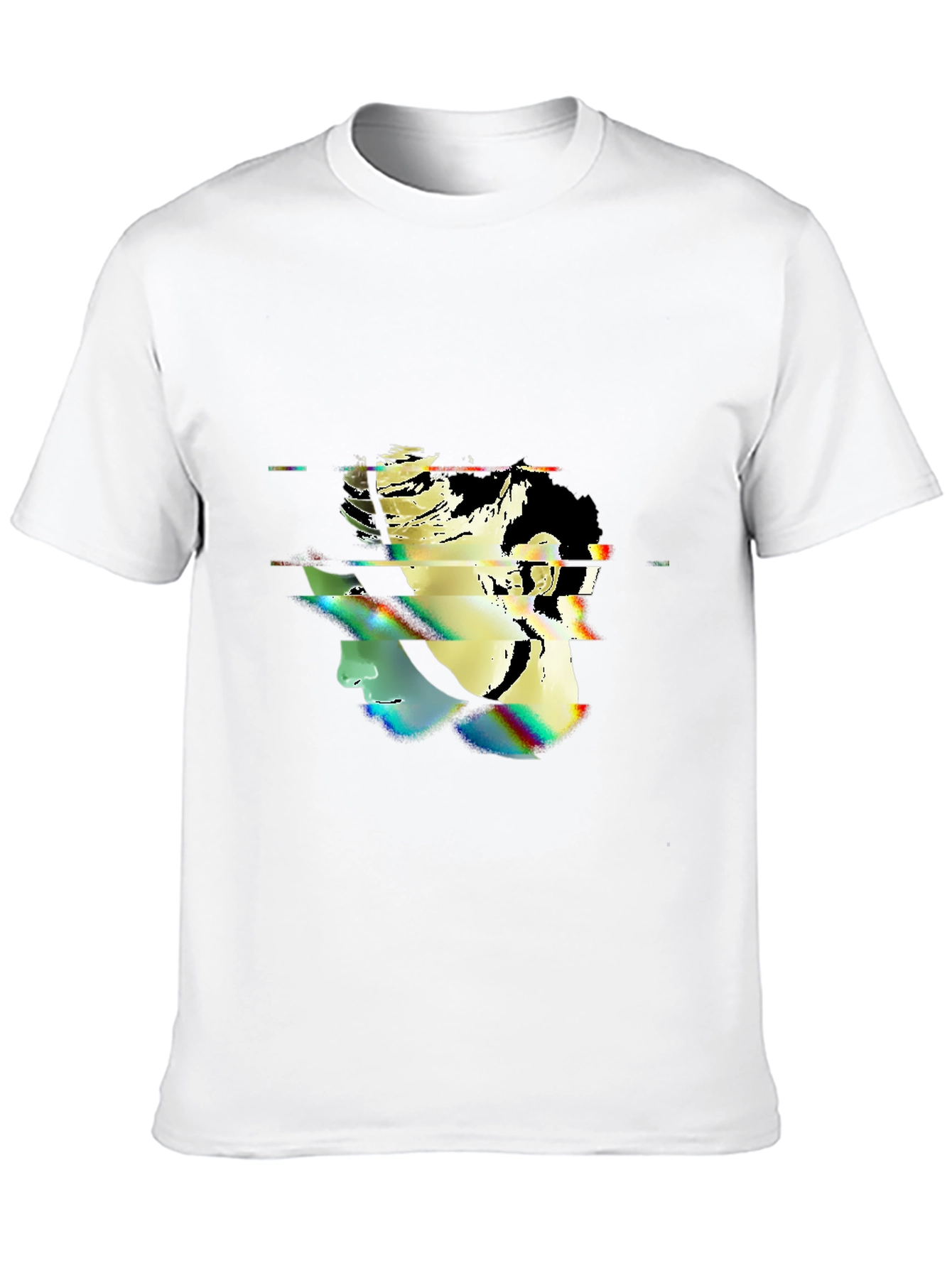 Glitch Portrait Black T-Shirt - Modern Graphic Tee