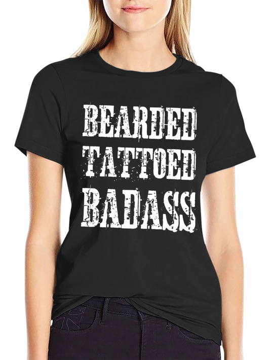 Bearded Tattooed Badass Black T-Shirt