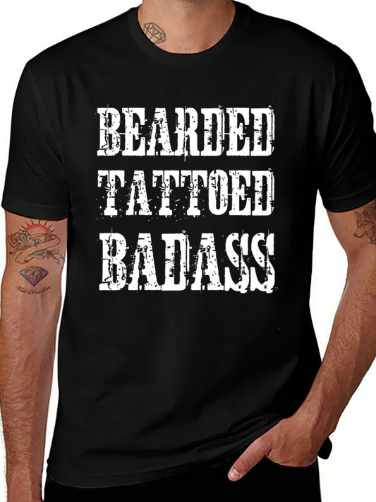 Bearded Tattooed Badass Black T-Shirt