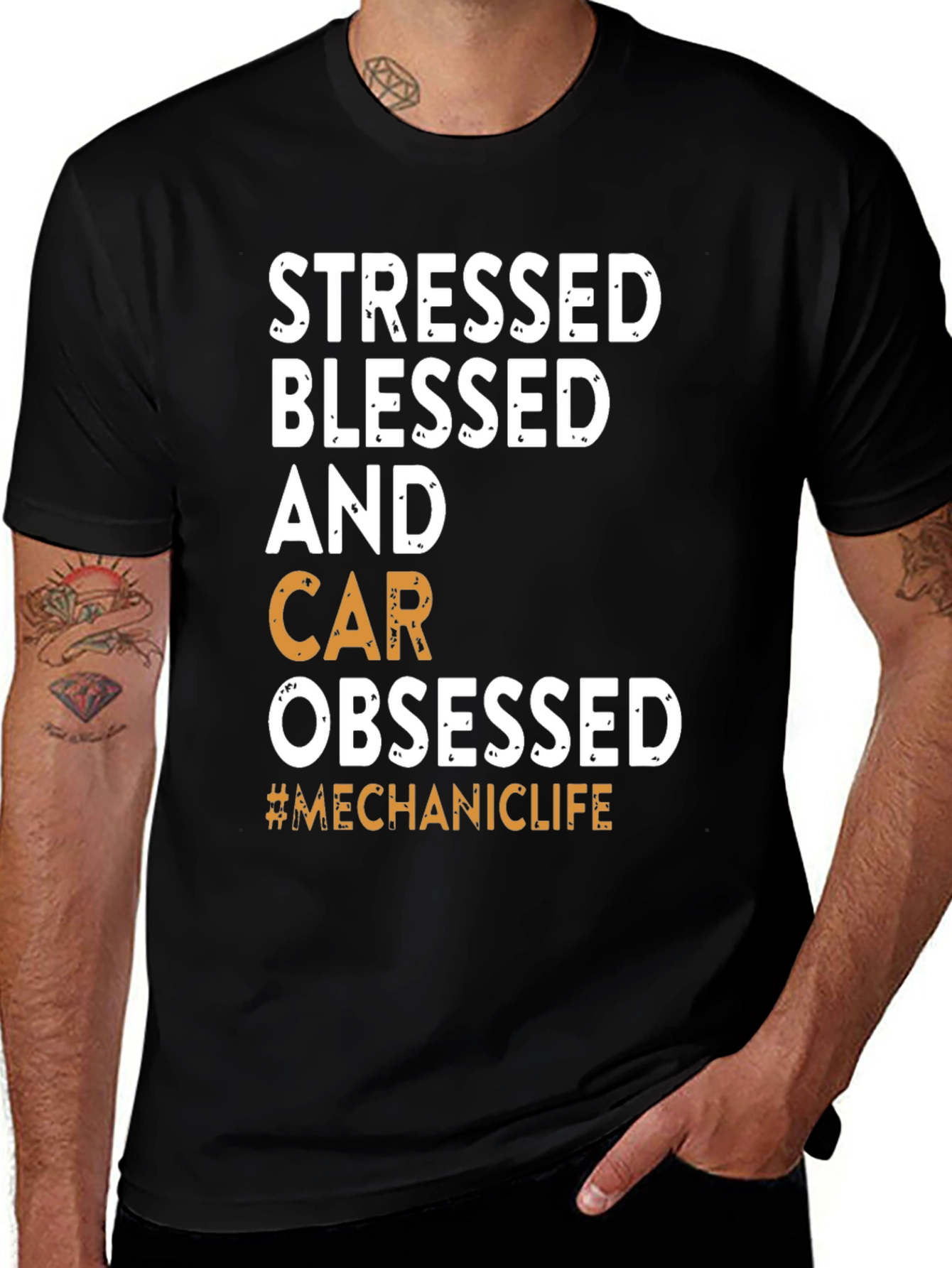 Stressed Blessed Car Obsessed T-Shirt