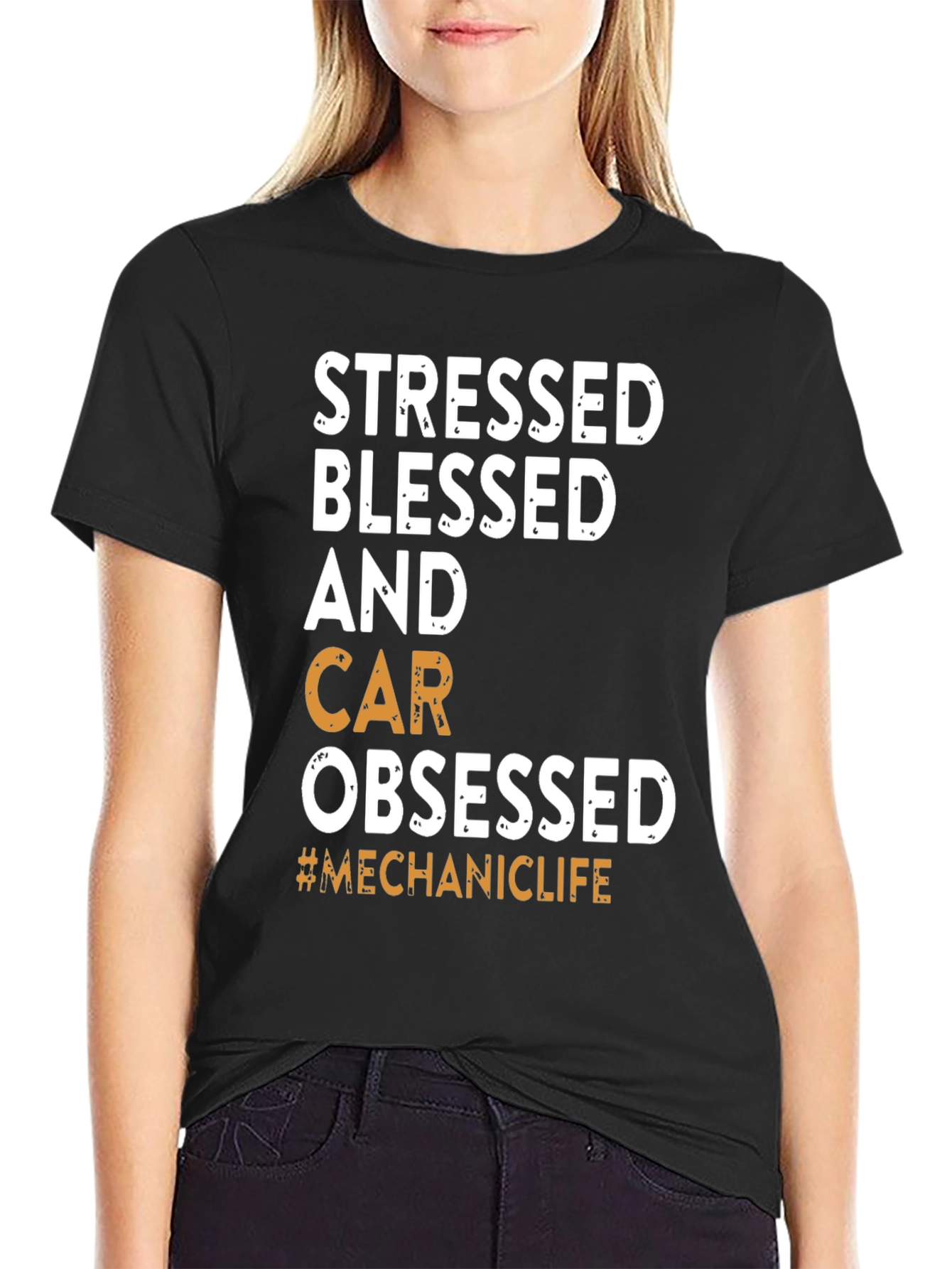 Stressed Blessed Car Obsessed T-Shirt
