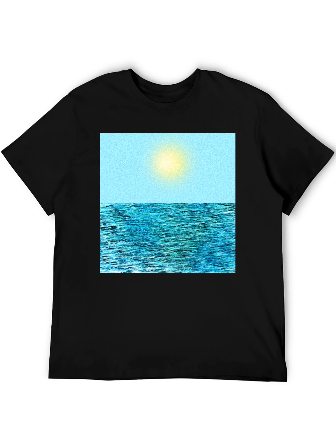 Ocean View Graphic Tee - Black Cotton Comfort