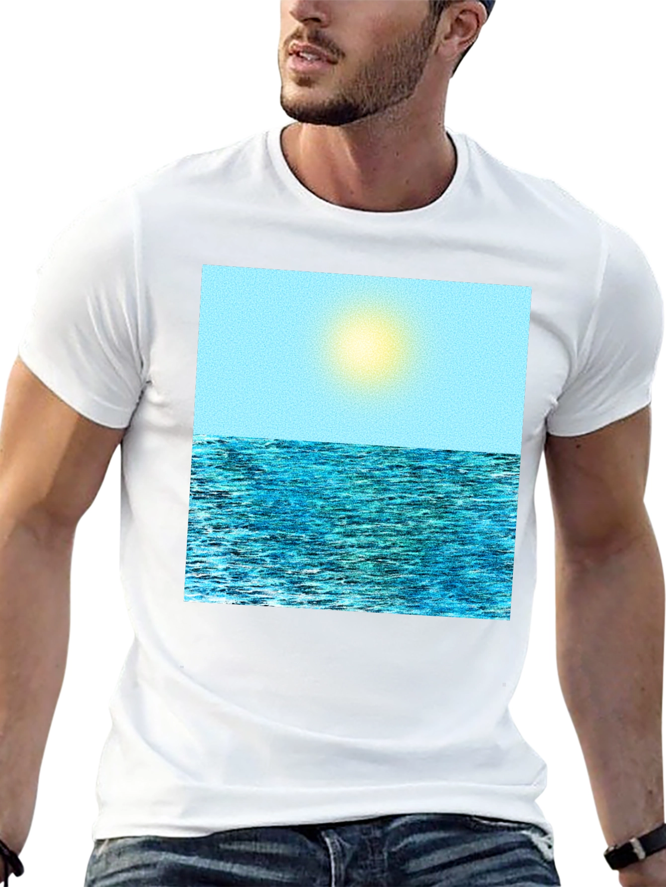 Ocean View Graphic Tee - Black Cotton Comfort