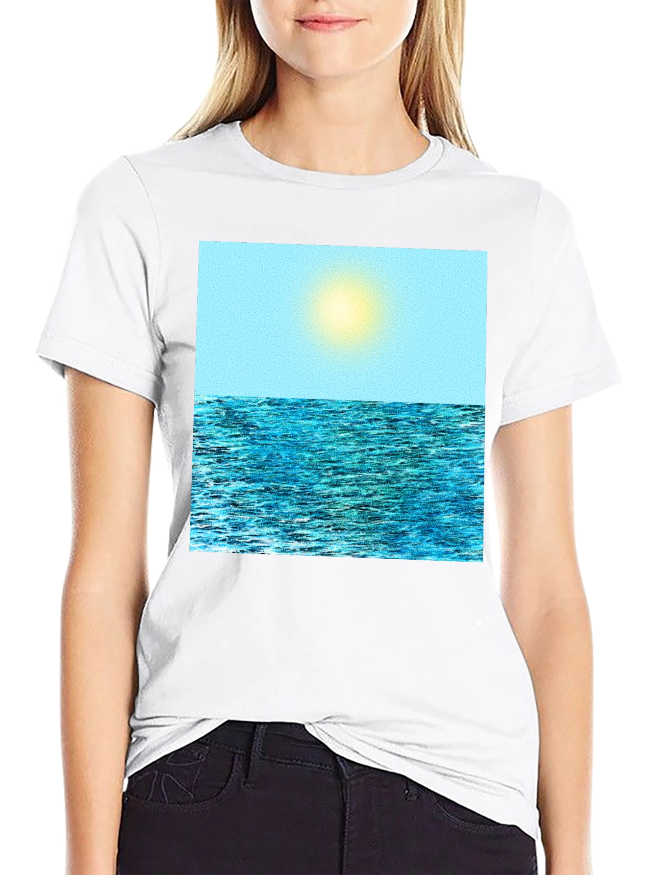 Ocean View Graphic Tee - Black Cotton Comfort