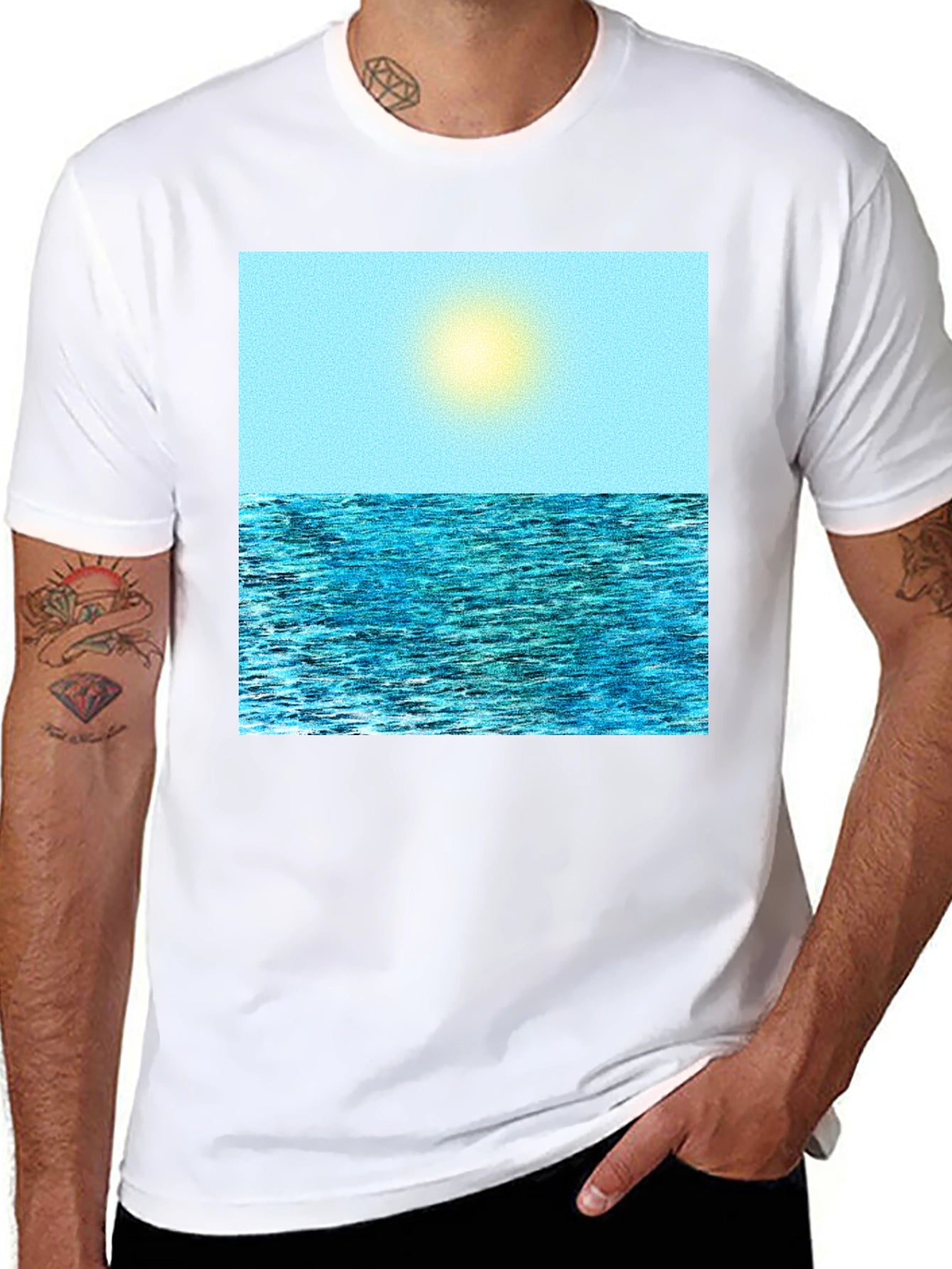 Ocean View Graphic Tee - Black Cotton Comfort