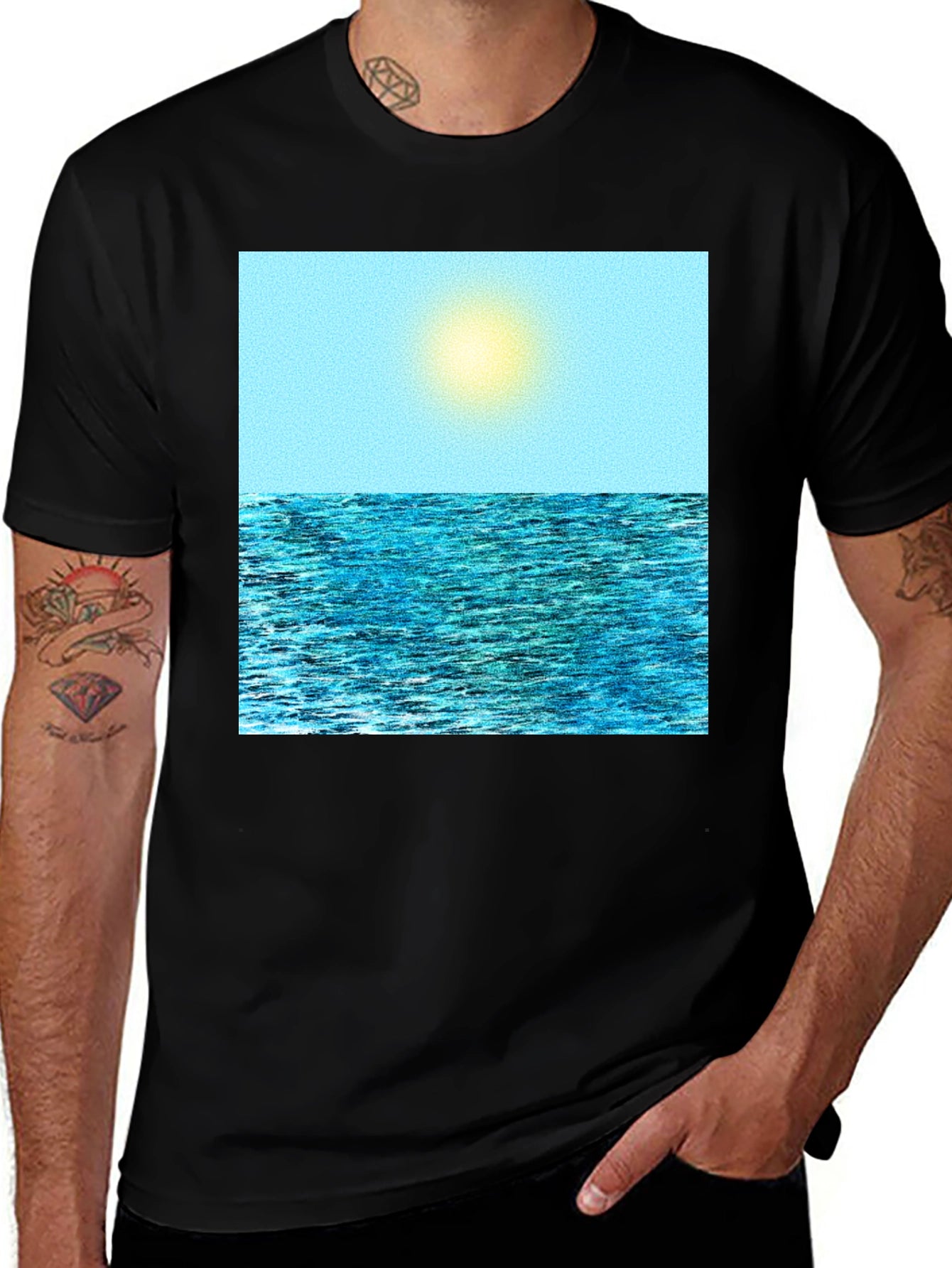 Ocean View Graphic Tee - Black Cotton Comfort