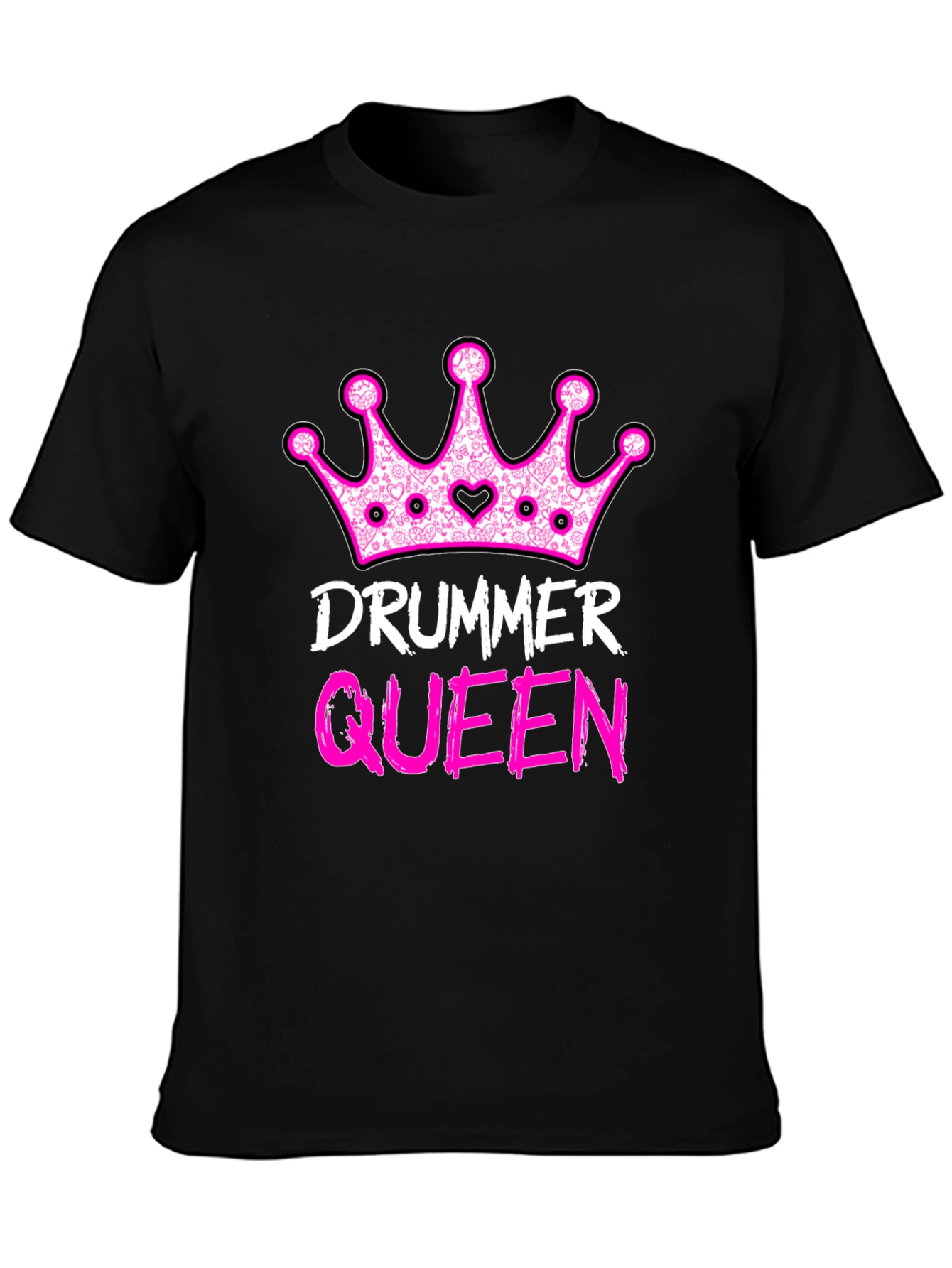Drummer Queen Black T-Shirt - Music Lover Tee