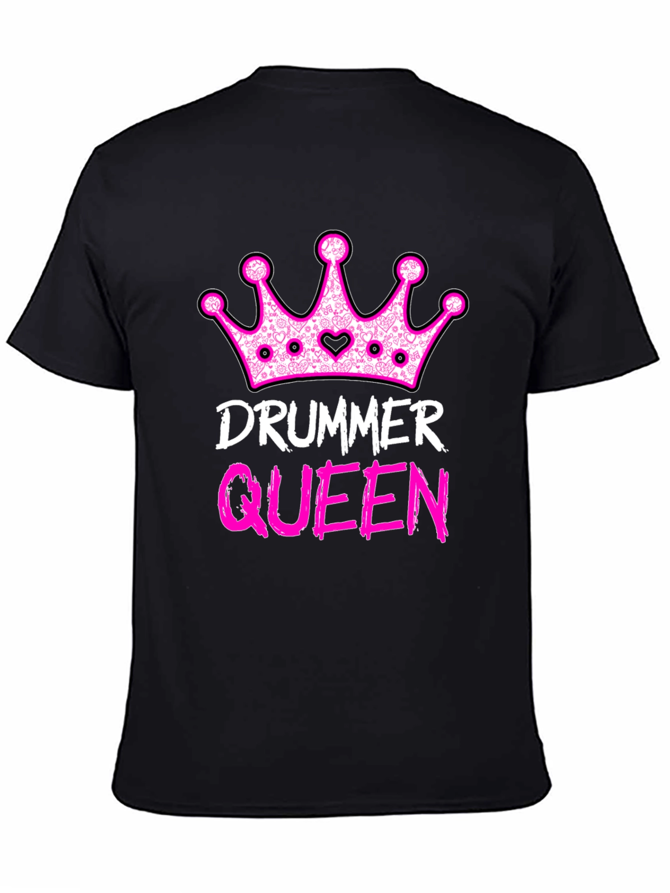 Drummer Queen Black T-Shirt - Music Lover Tee