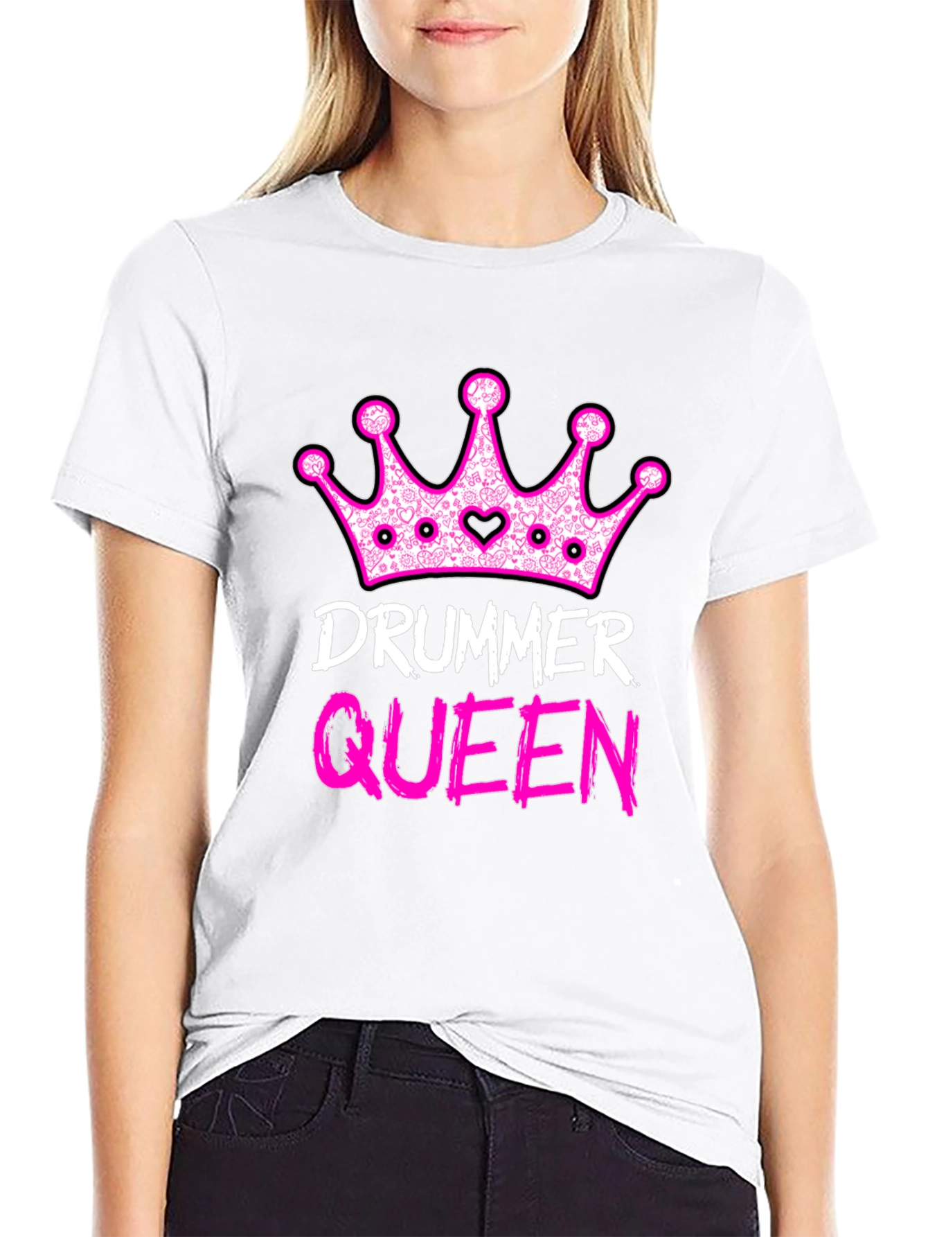 Drummer Queen Black T-Shirt - Music Lover Tee