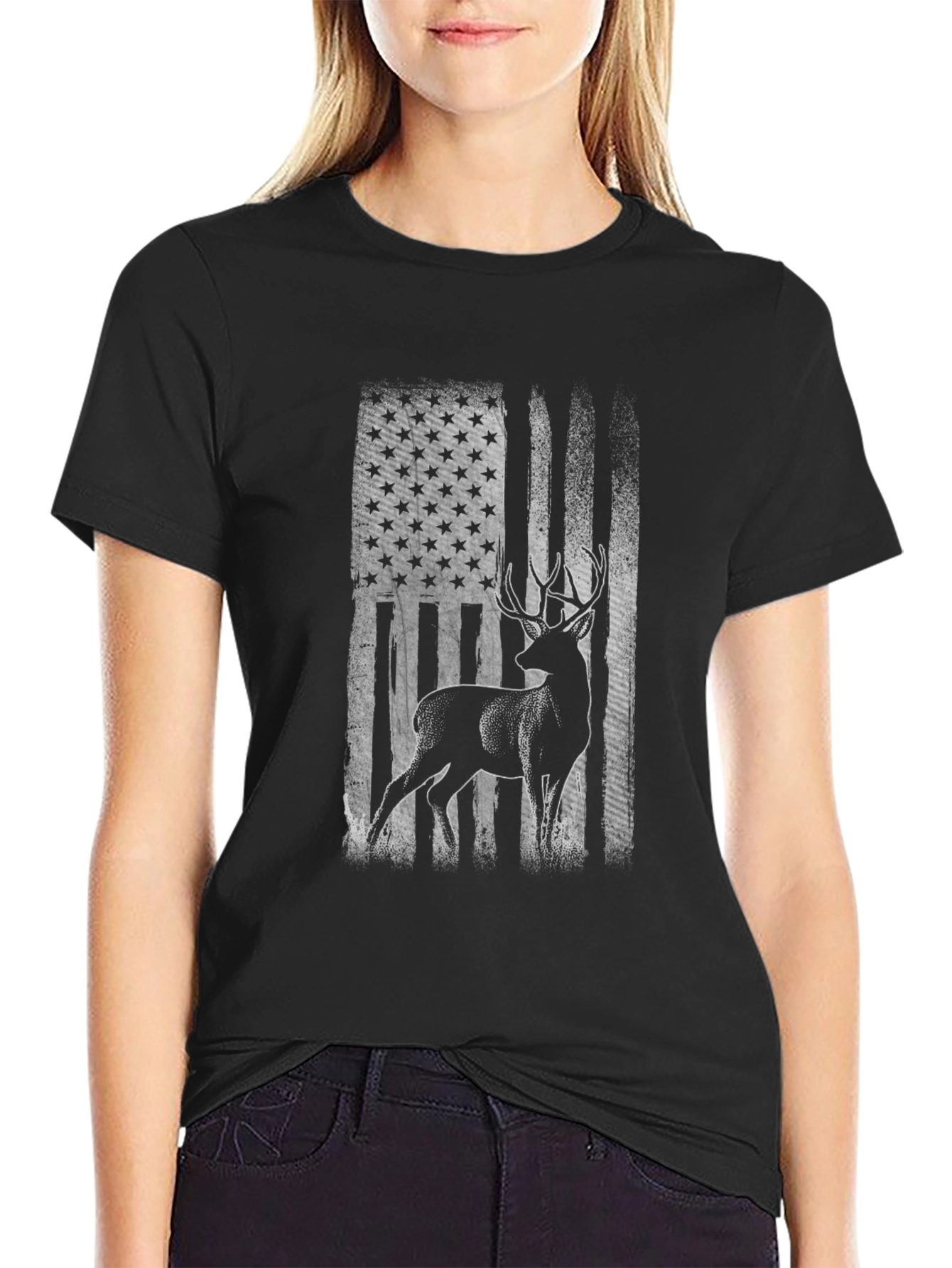 Deer American Flag Graphic Tee