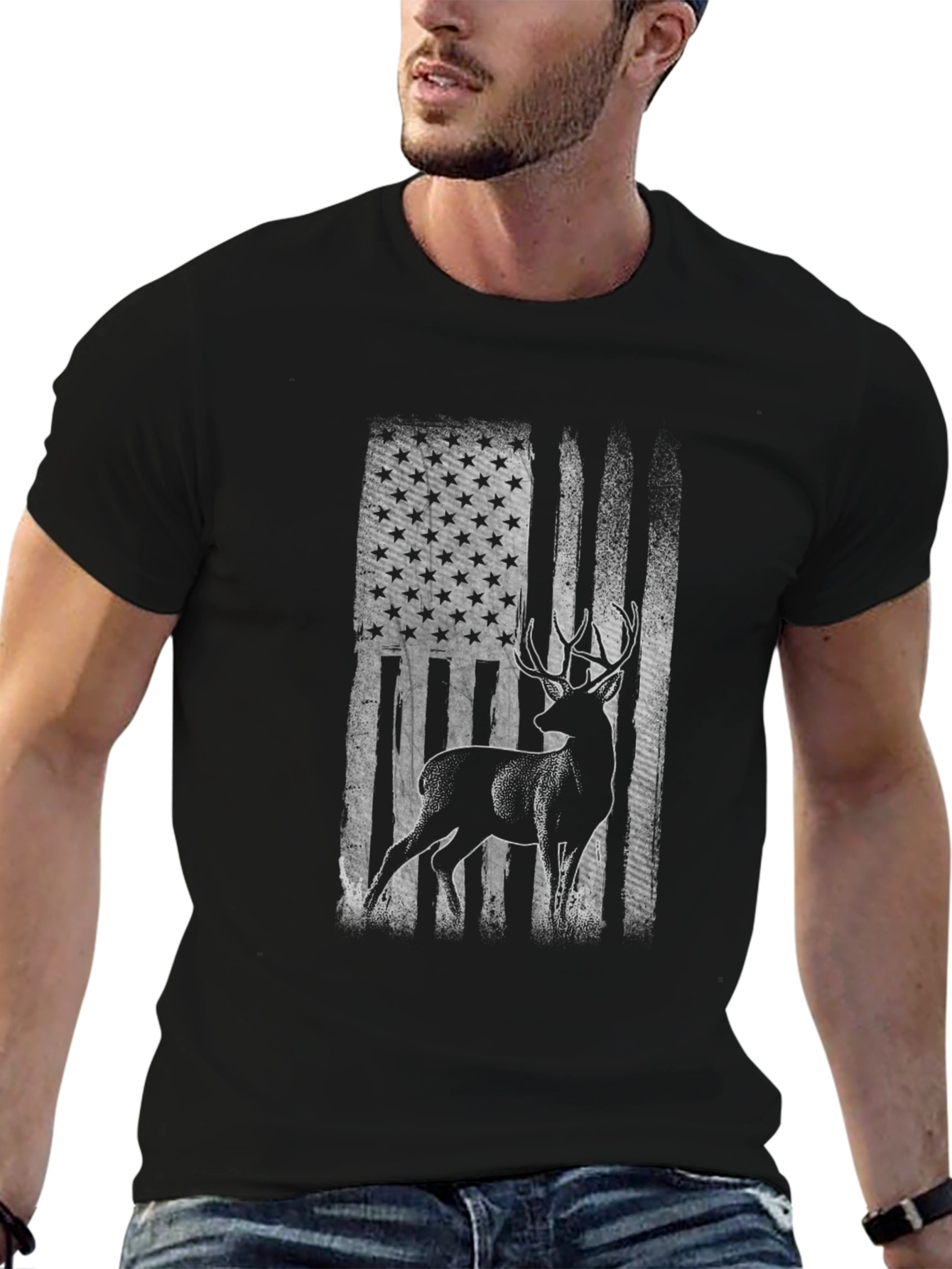 Deer American Flag Graphic Tee