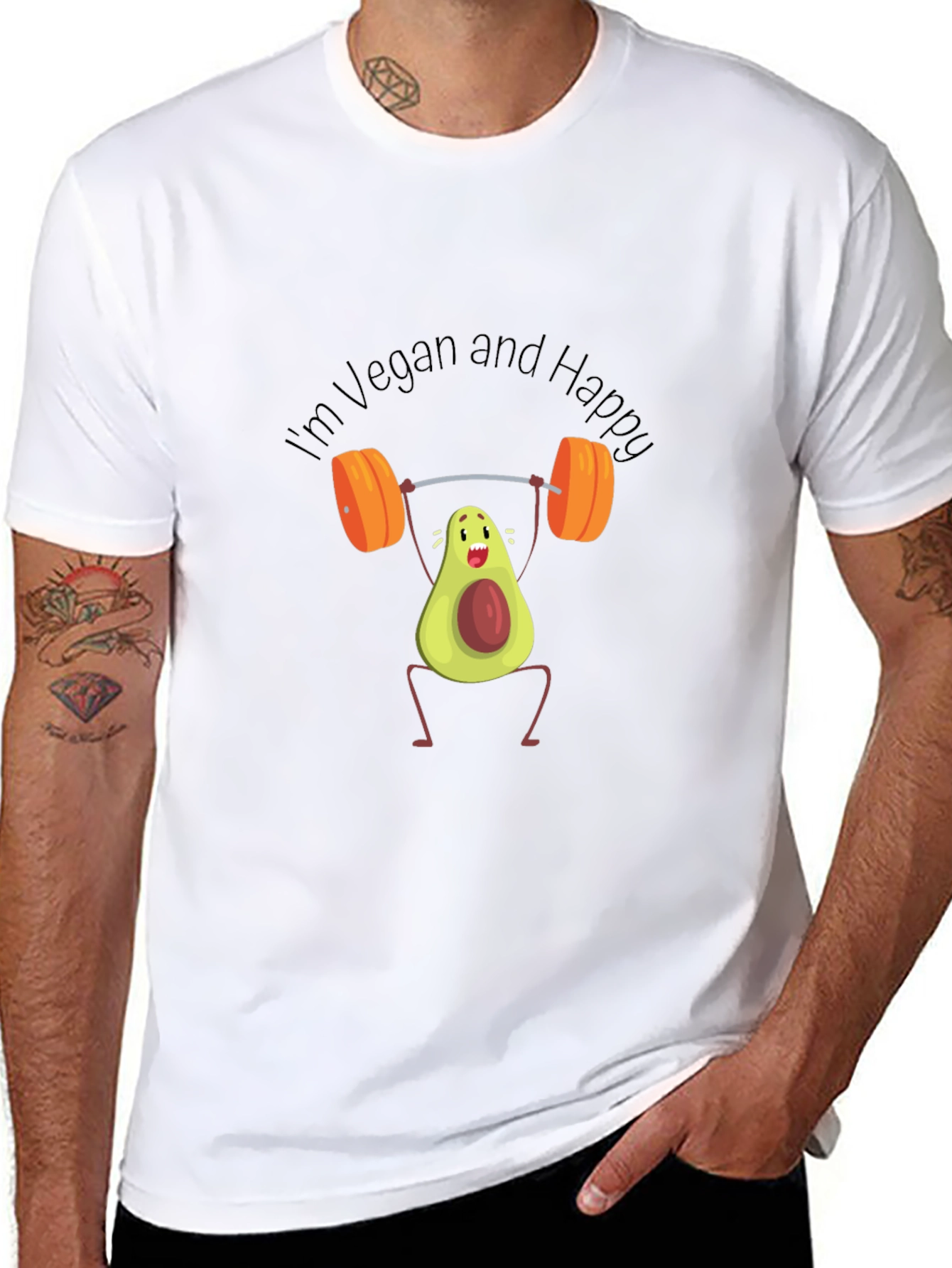 Vegan Avocado Weightlifter T-Shirt - Black