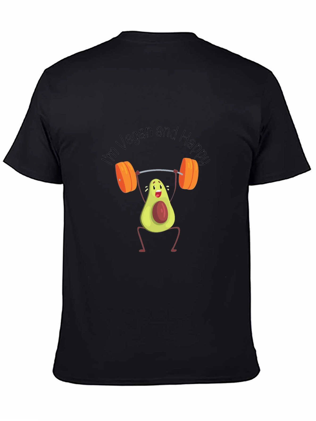 Vegan Avocado Weightlifter T-Shirt - Black