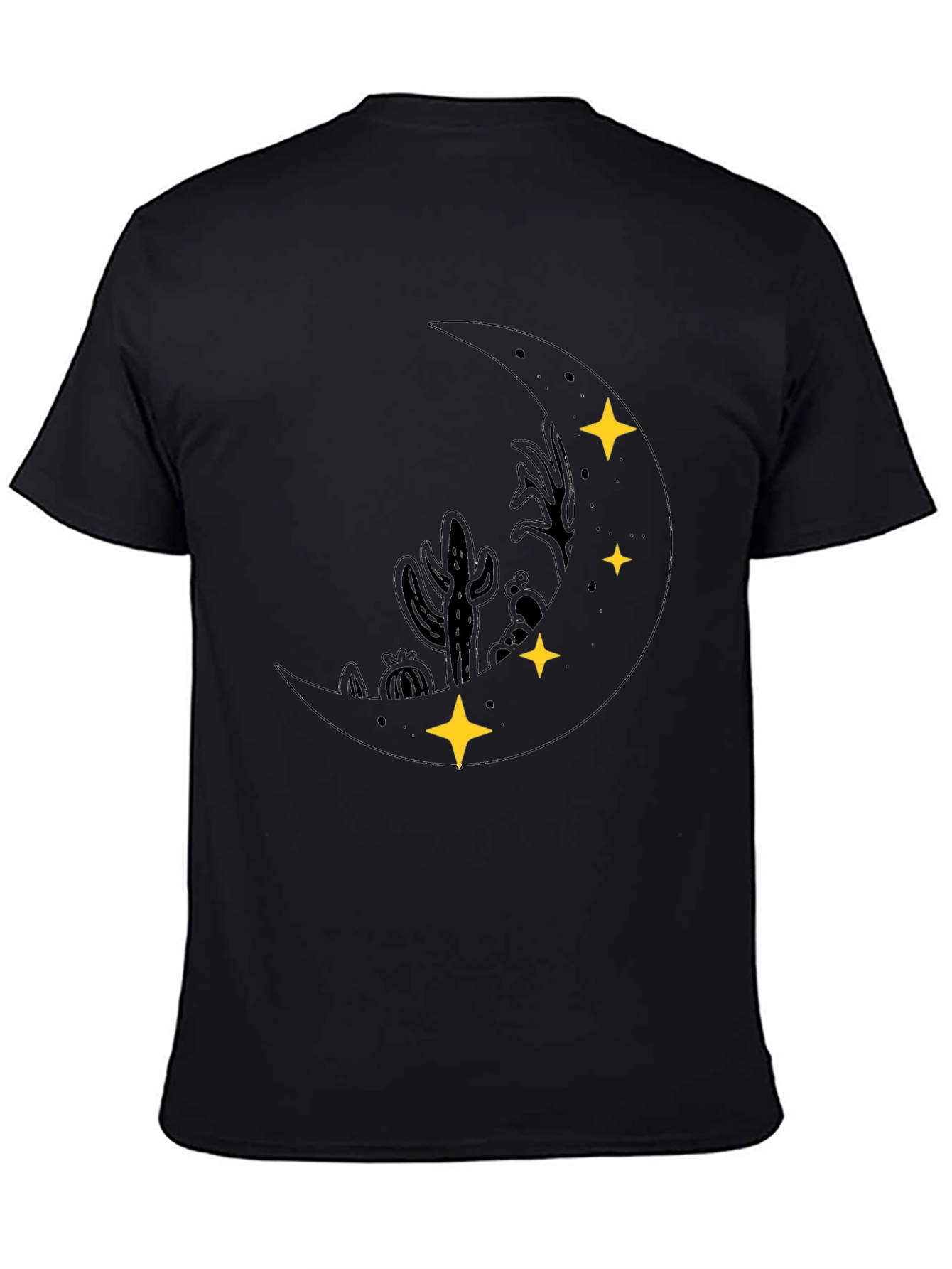 Desert Moon Graphic Tee - Black Cotton T-Shirt