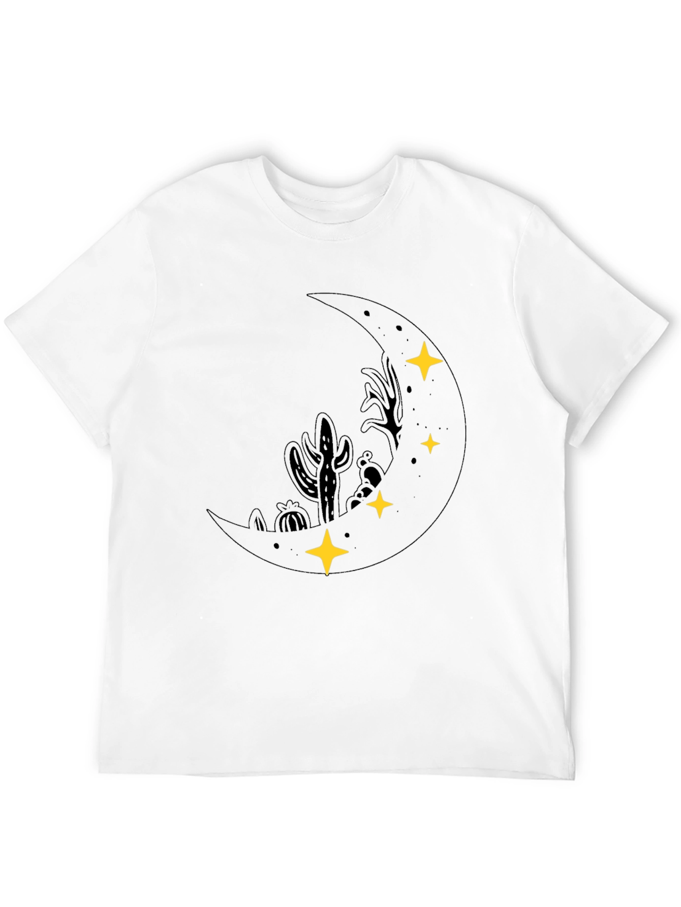 Desert Moon Graphic Tee - Black Cotton T-Shirt