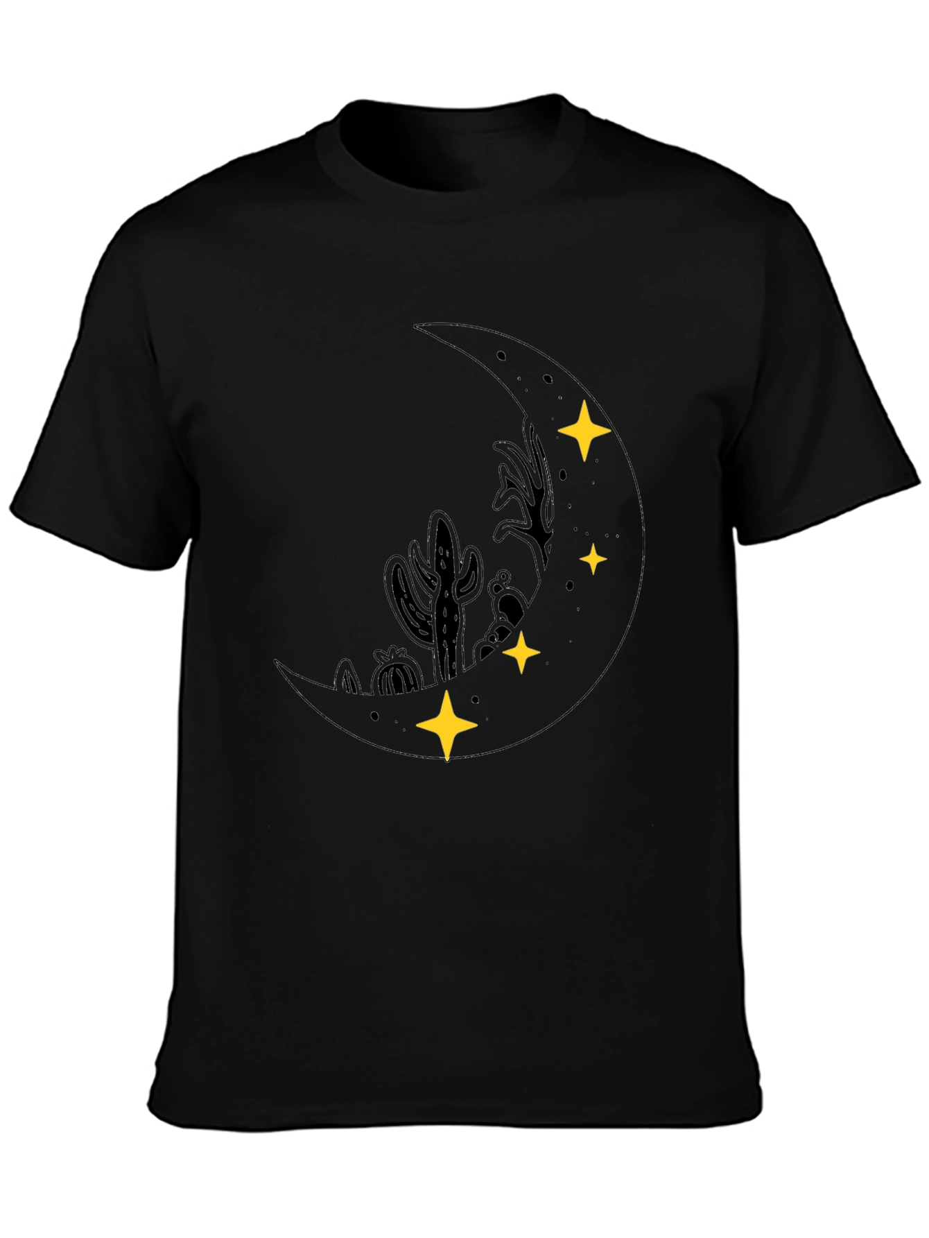 Desert Moon Graphic Tee - Black Cotton T-Shirt