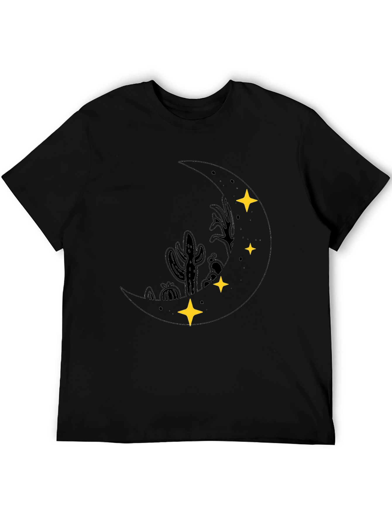 Desert Moon Graphic Tee - Black Cotton T-Shirt