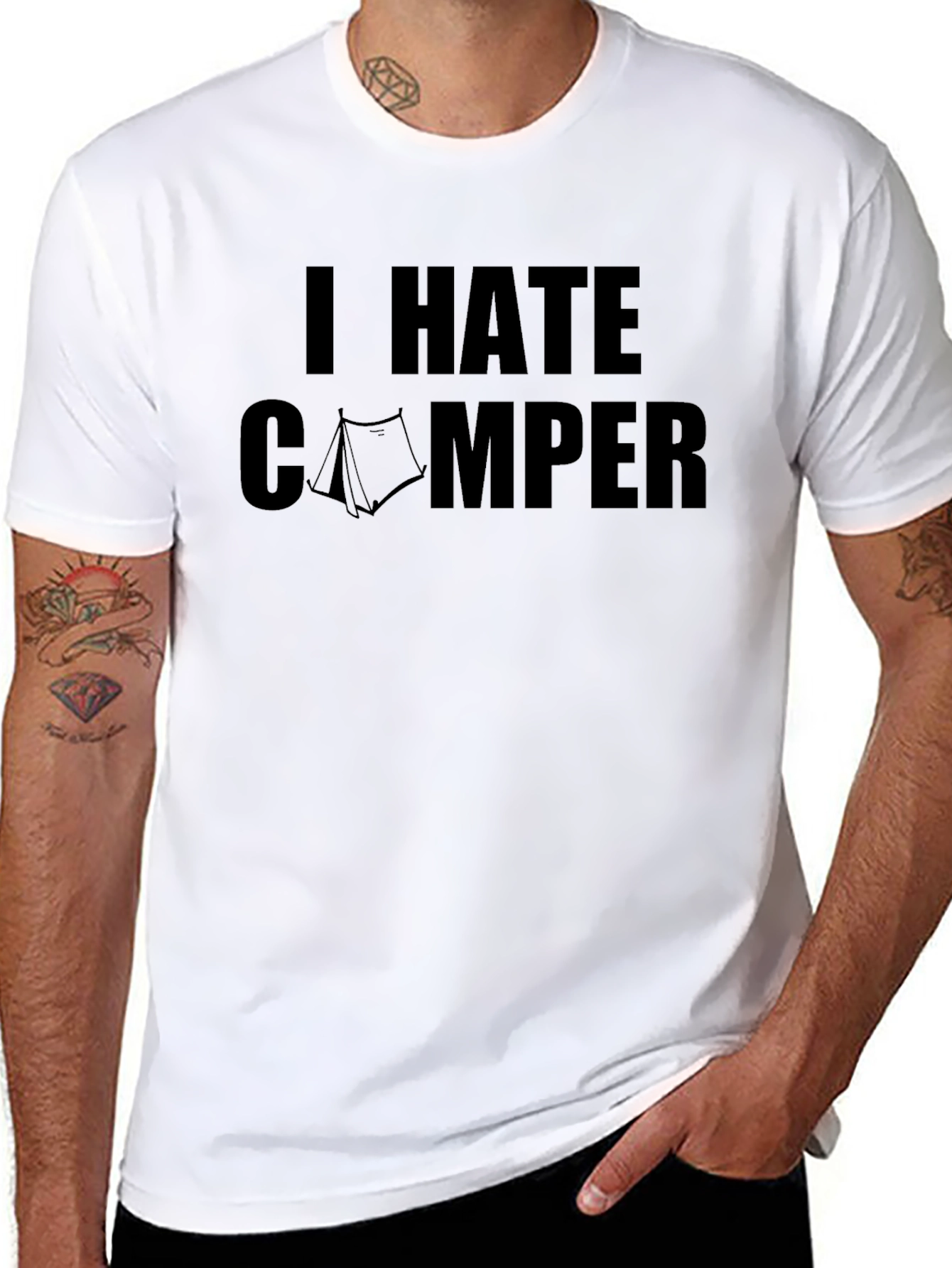 I Hate Camper Graphic T-Shirt - Camping Humor