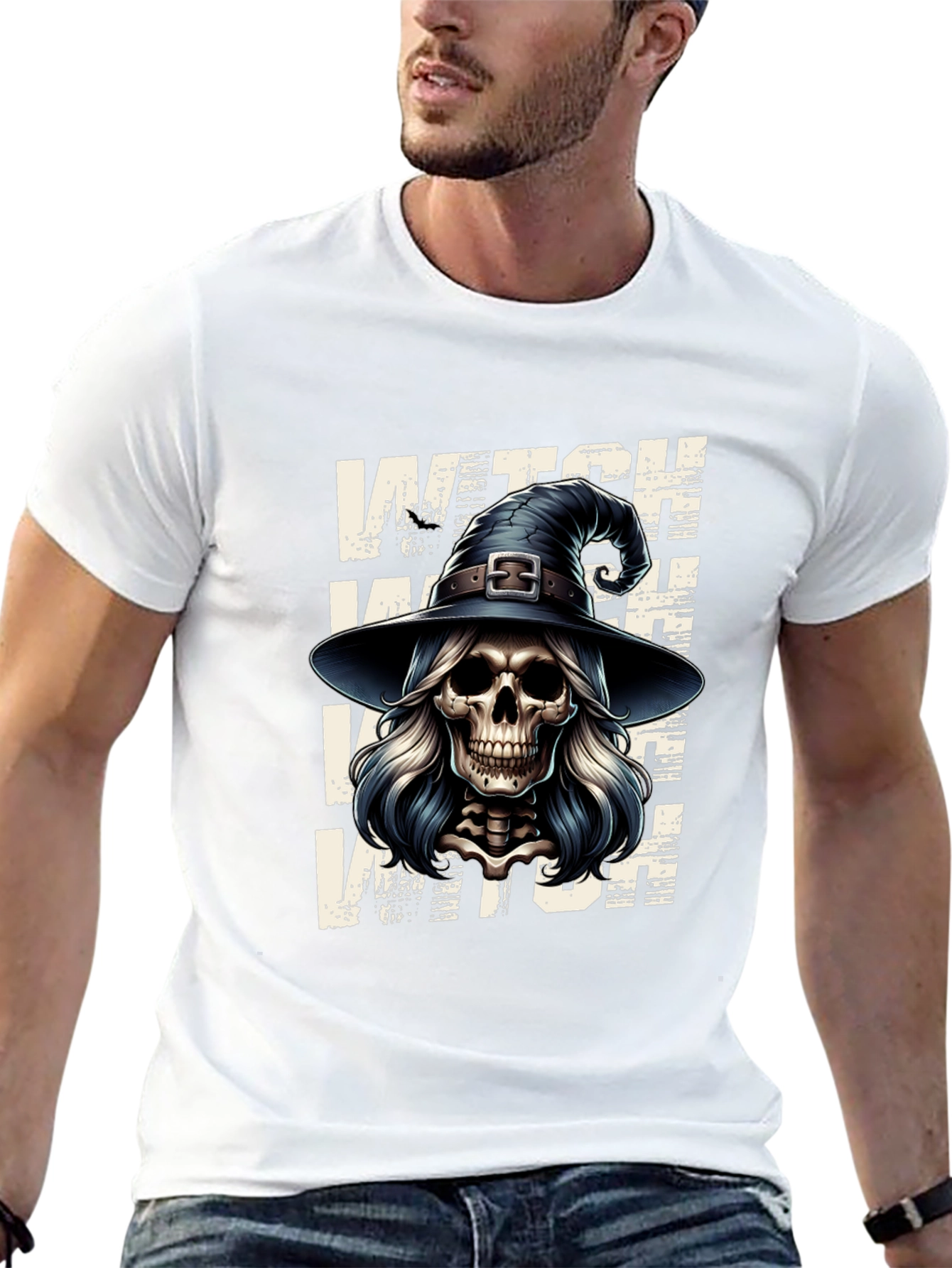 Witch Skull Graphic Tee - Halloween Ready