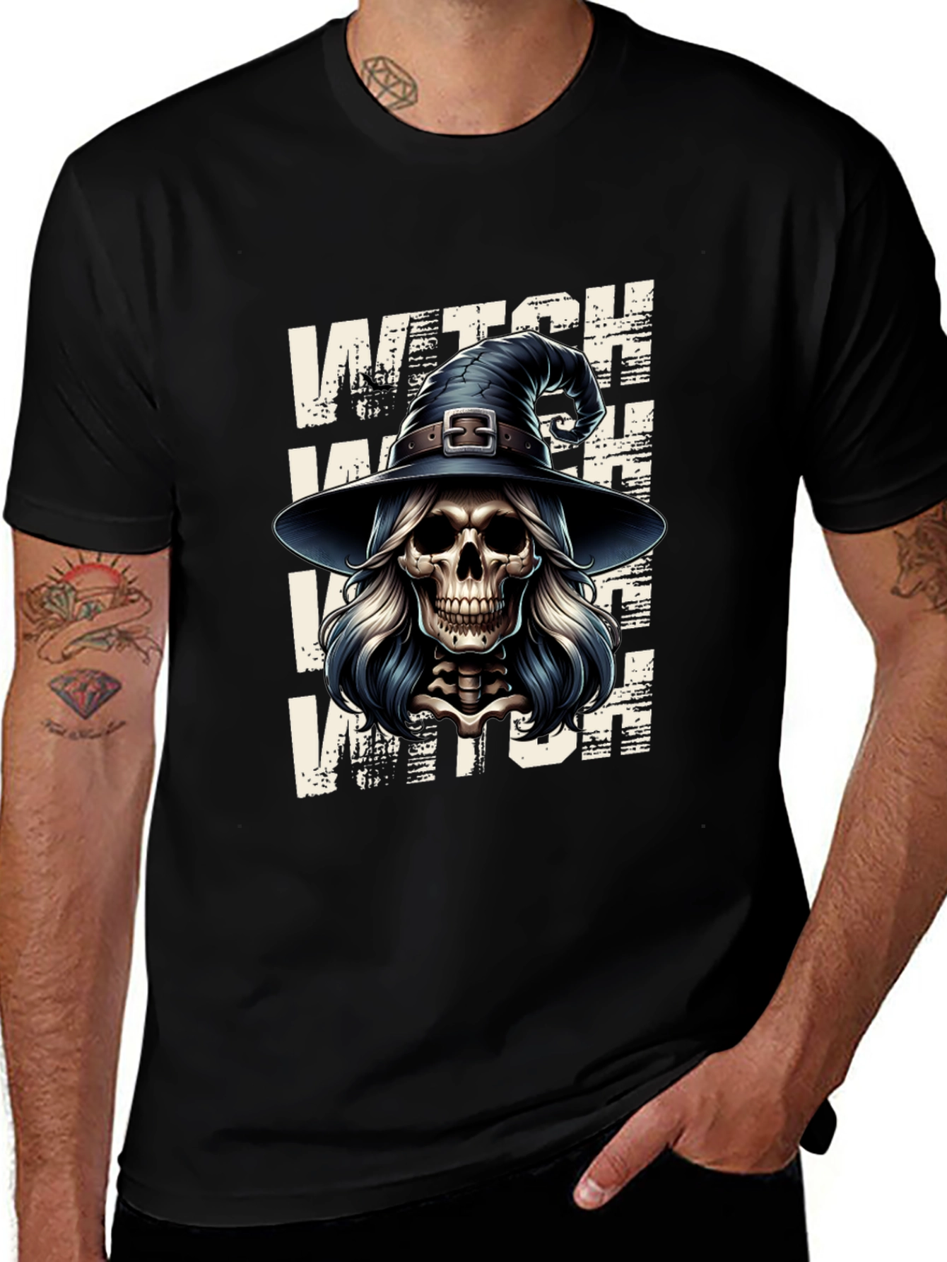 Witch Skull Graphic Tee - Halloween Ready